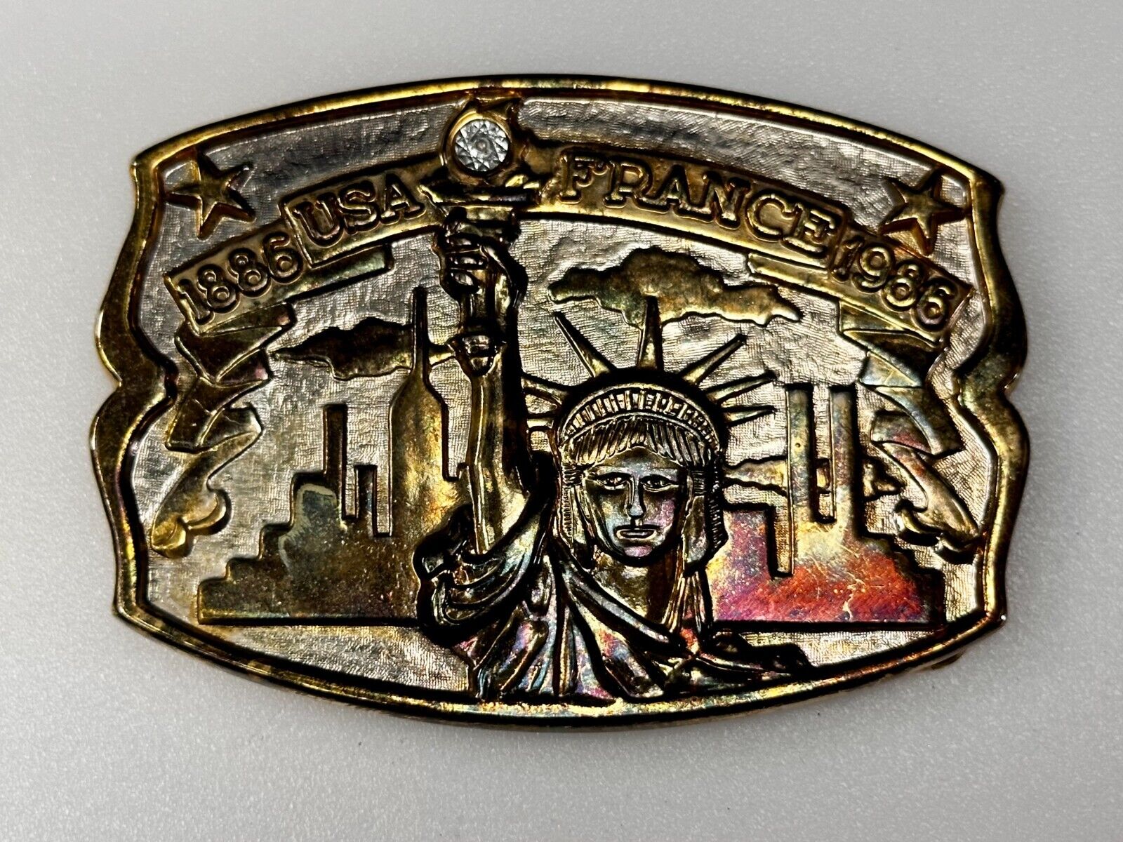 1886-1986 USA FRANCE Statue of Liberty belt buckle - Hammond Mint Commemorative