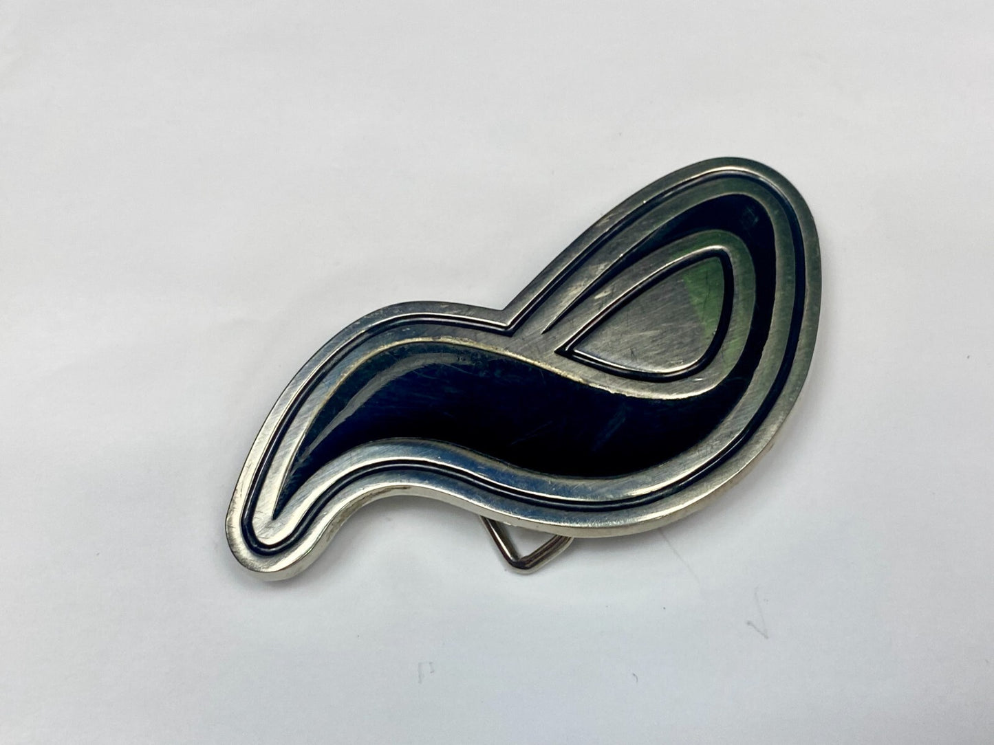 Abstract Pattern Logo? Black Enameled Belt Buckle