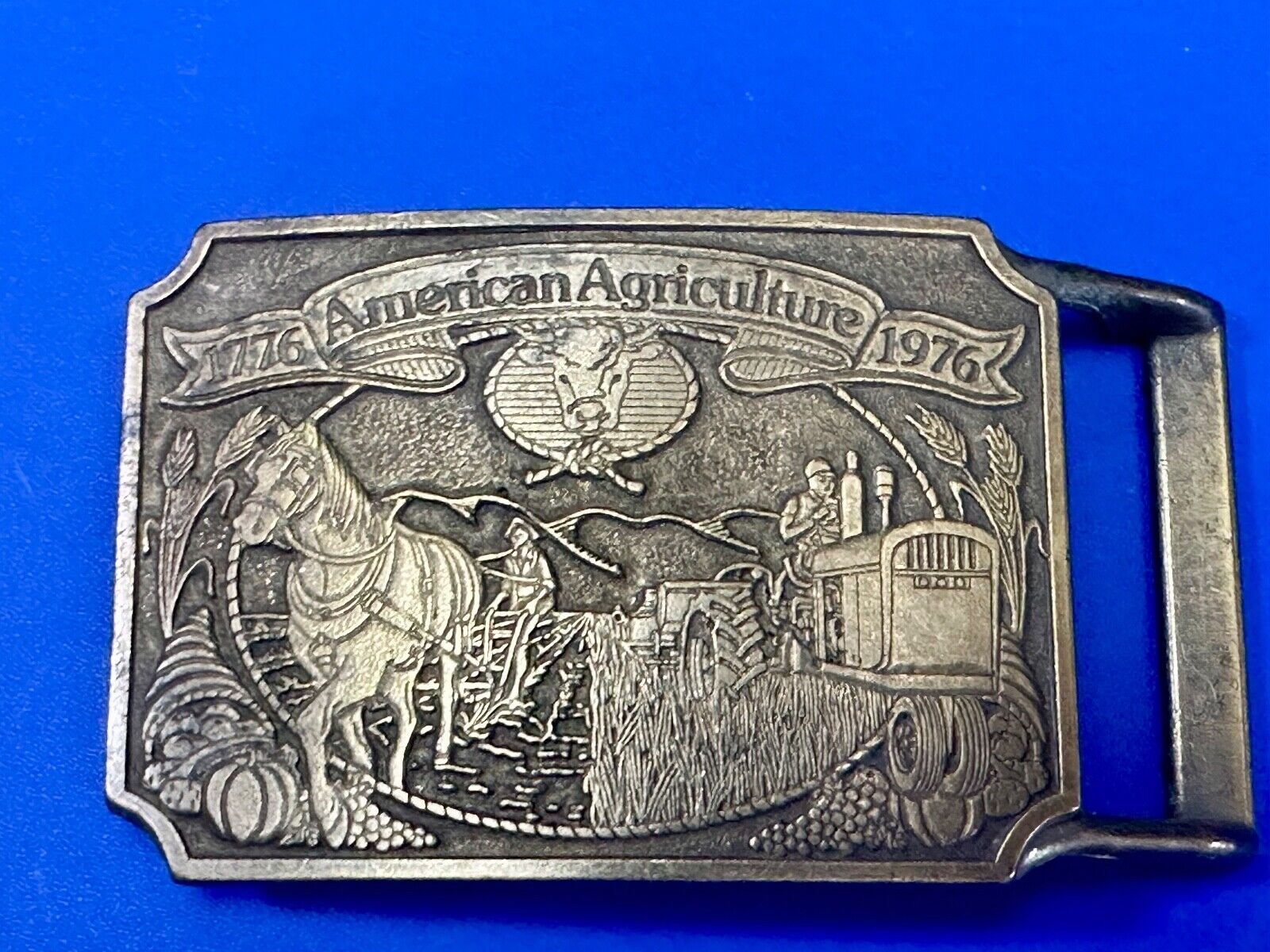 American Agriculture Bicentennial Celebration Ortho sponsored belt buckle
