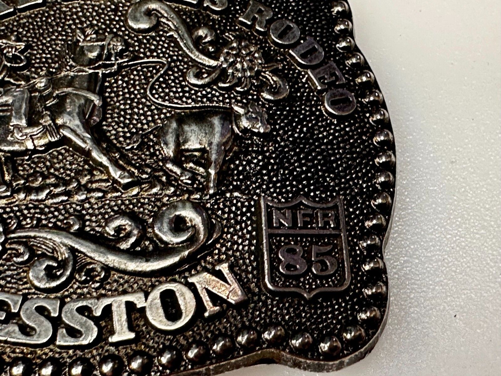 1985 Hesston NFR National Finals Rodeo YOUTH SIZE Western Collectors Belt Buckle