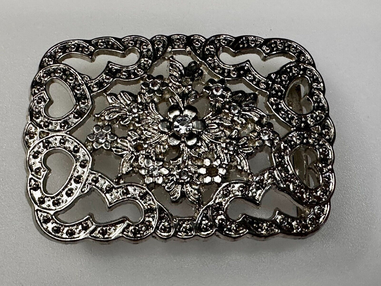 Victorian Style Flower Heart See-Through Ladies Belt Buckle Missing Rhinestone's