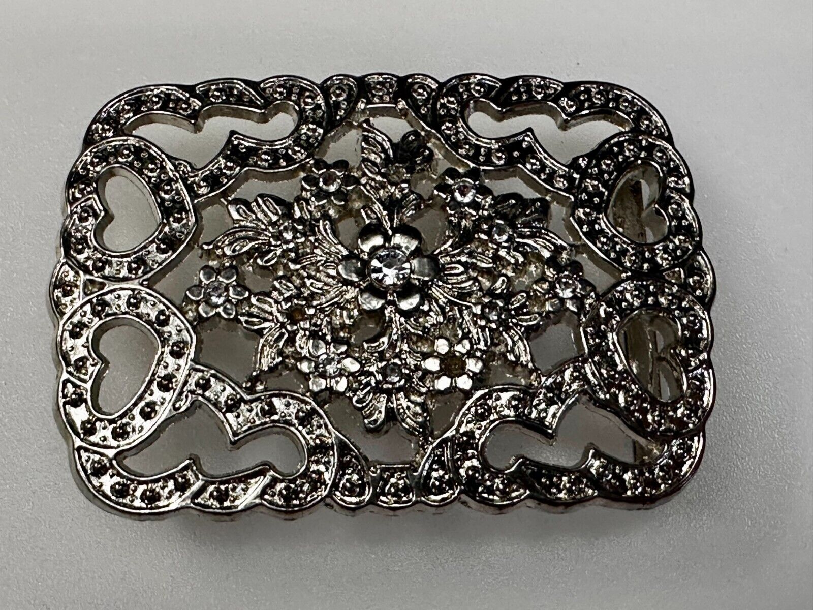 Victorian Style Flower Heart See-Through Ladies Belt Buckle Missing Rhinestone's
