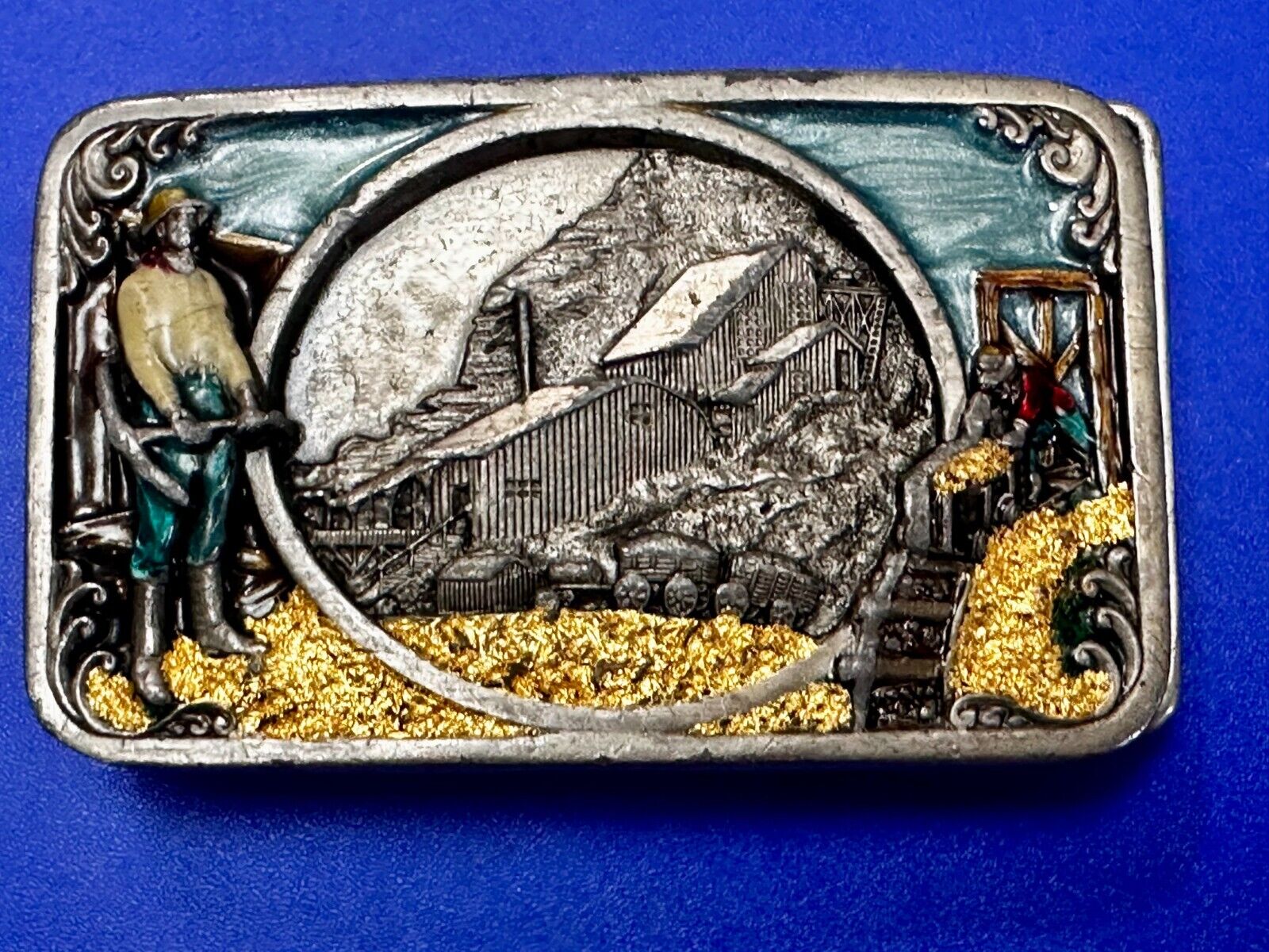 Underground Miners Processing Mill Historical Vintage 1983 Siskiyou Belt Buckle