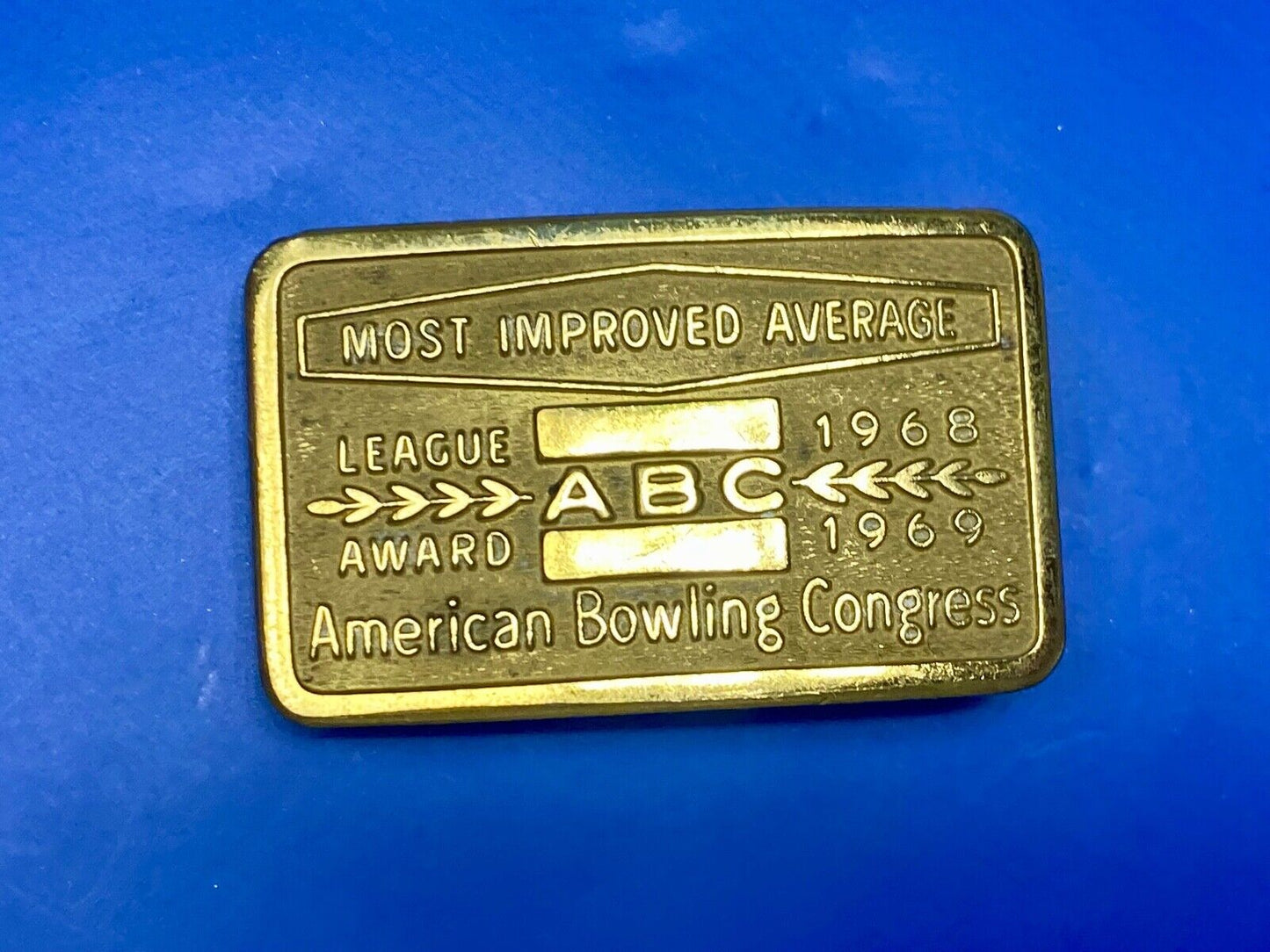 60's American bowling congress - LAEGUE ABC Award most improved 2" belt buckle 