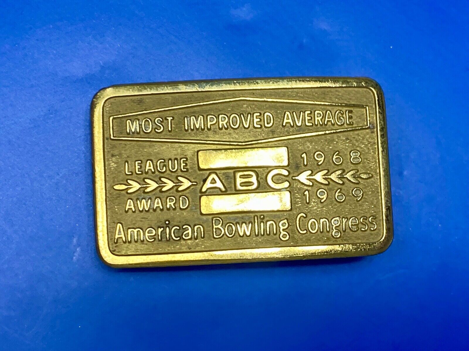 60's American bowling congress - LAEGUE ABC Award most improved 2" belt buckle 