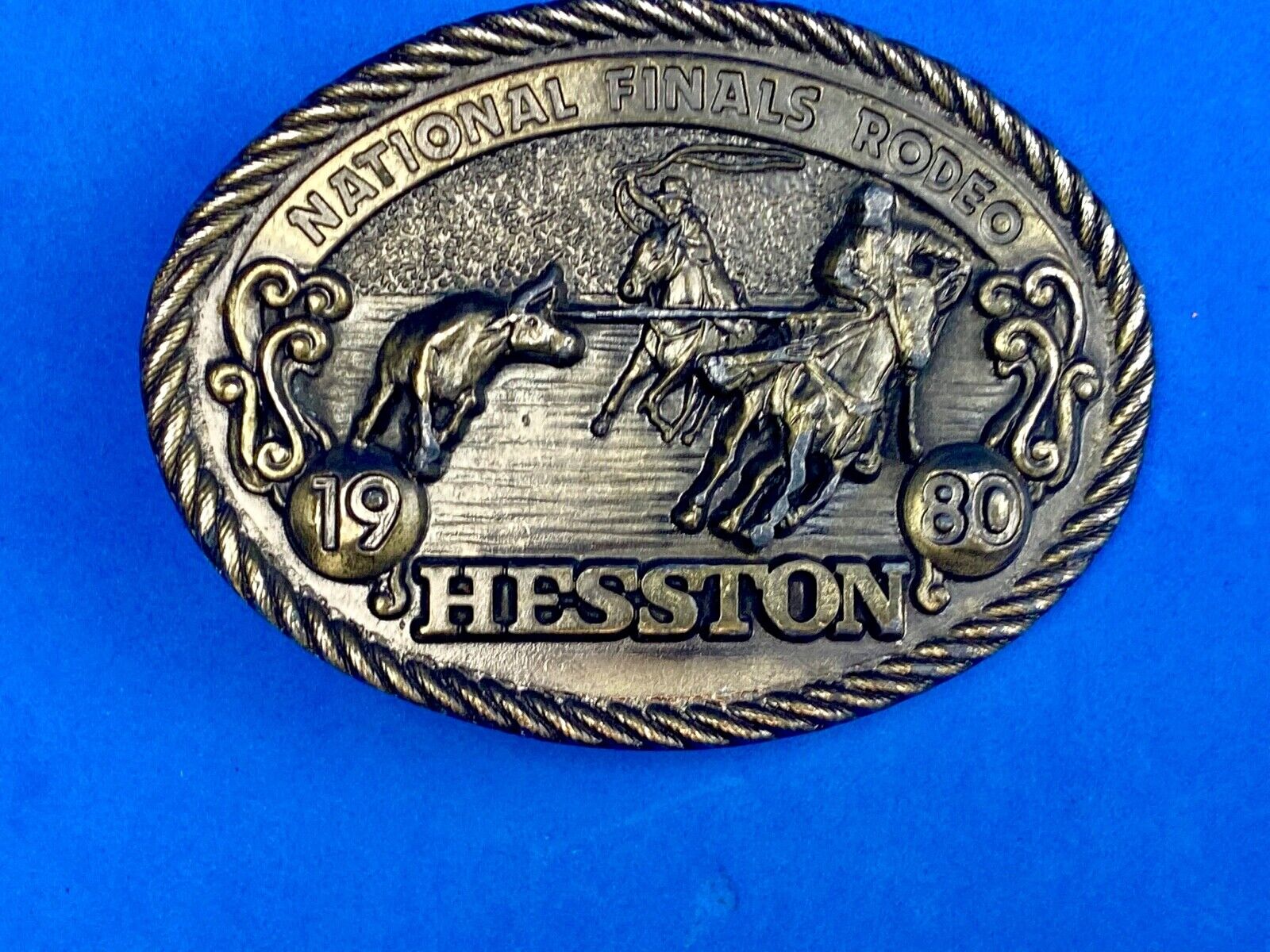 1980 NFR National Finals Rodeo Hesston Adult Cowboy Collectors Belt Buckle