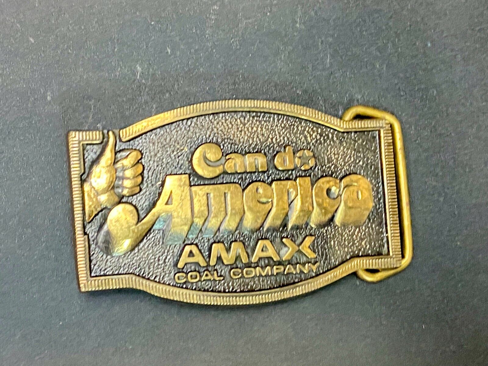 Amax Coal Surface Mining Miner Mine Can Do America Vintage Bts Belt Buckle