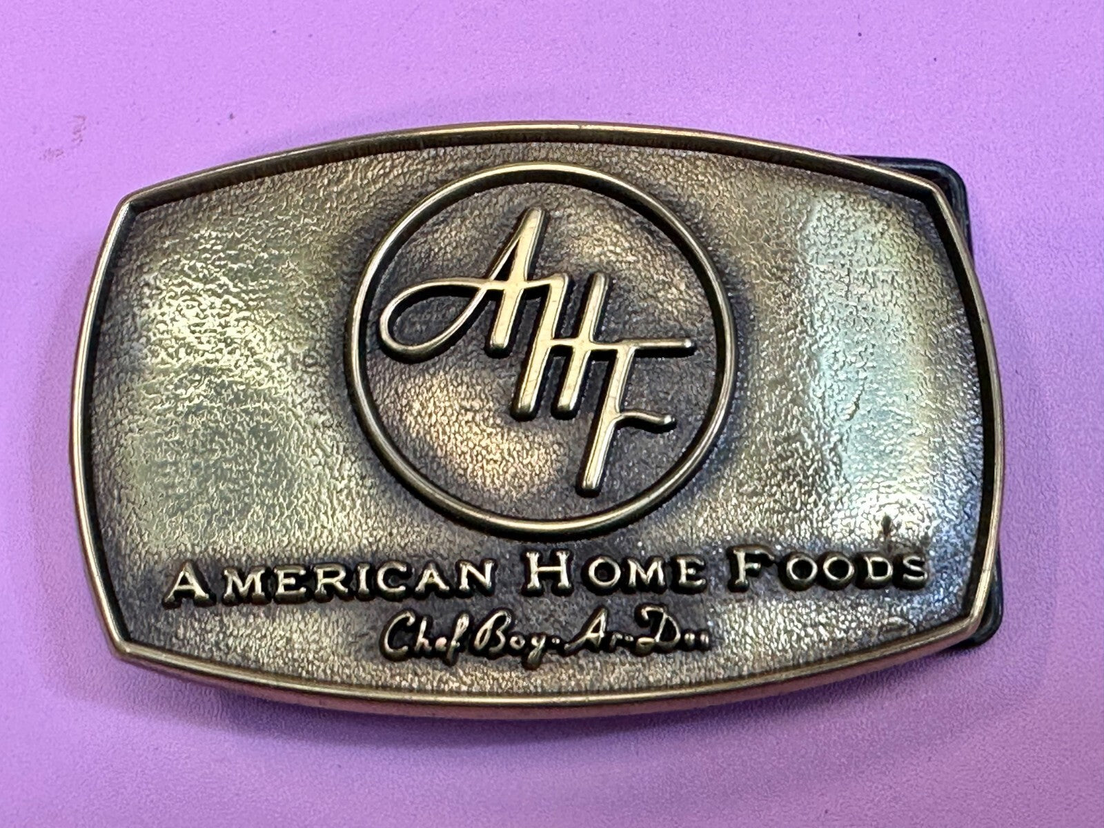 American Home Foods Chef Boyardee Company Vintage Solid Brass Jadco Belt Buckle