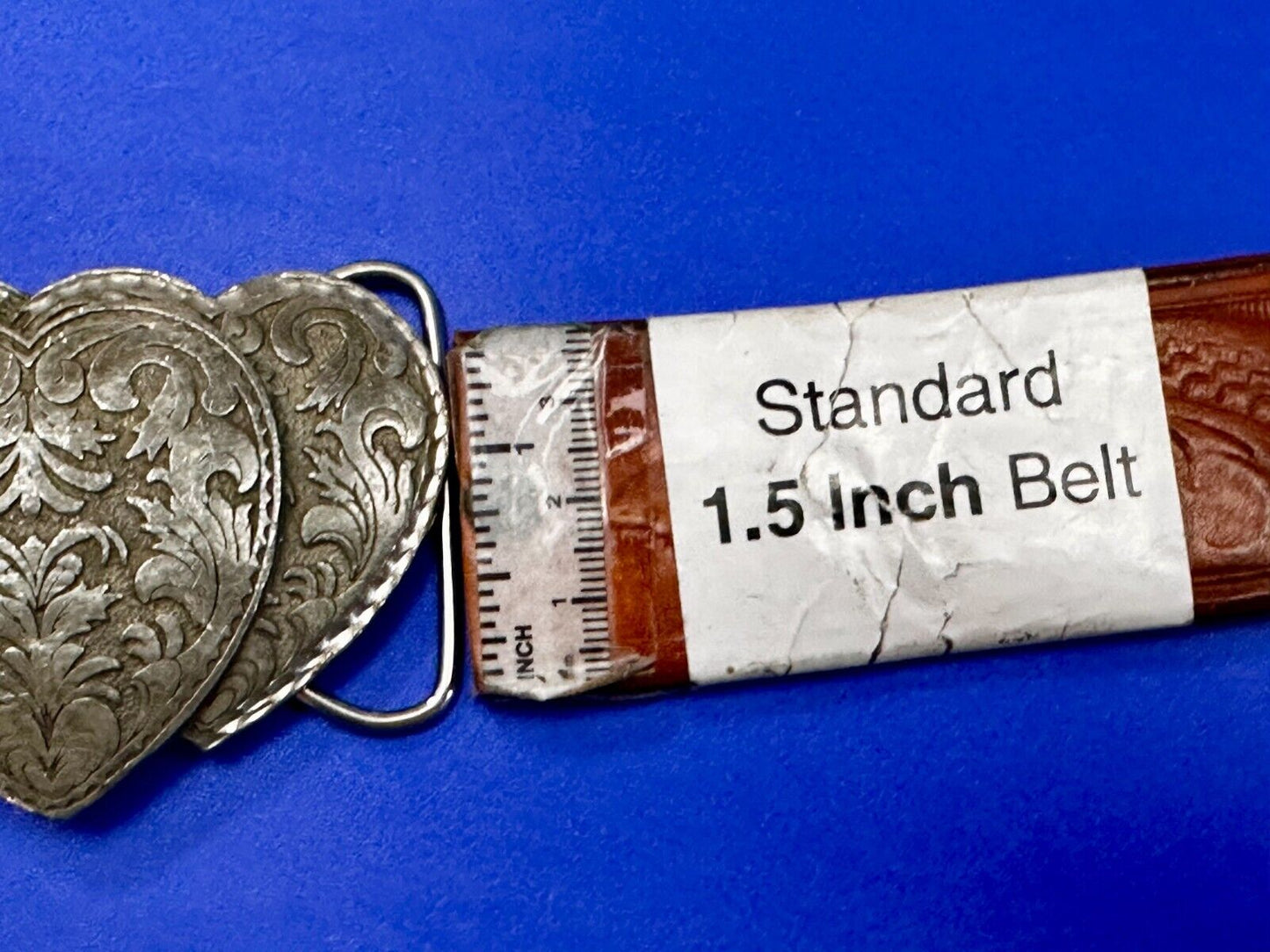 Triple Hearts Flower Swirl VTG 1995 Western Cowboy Cowgirl Belt Buckle C&J Inc.