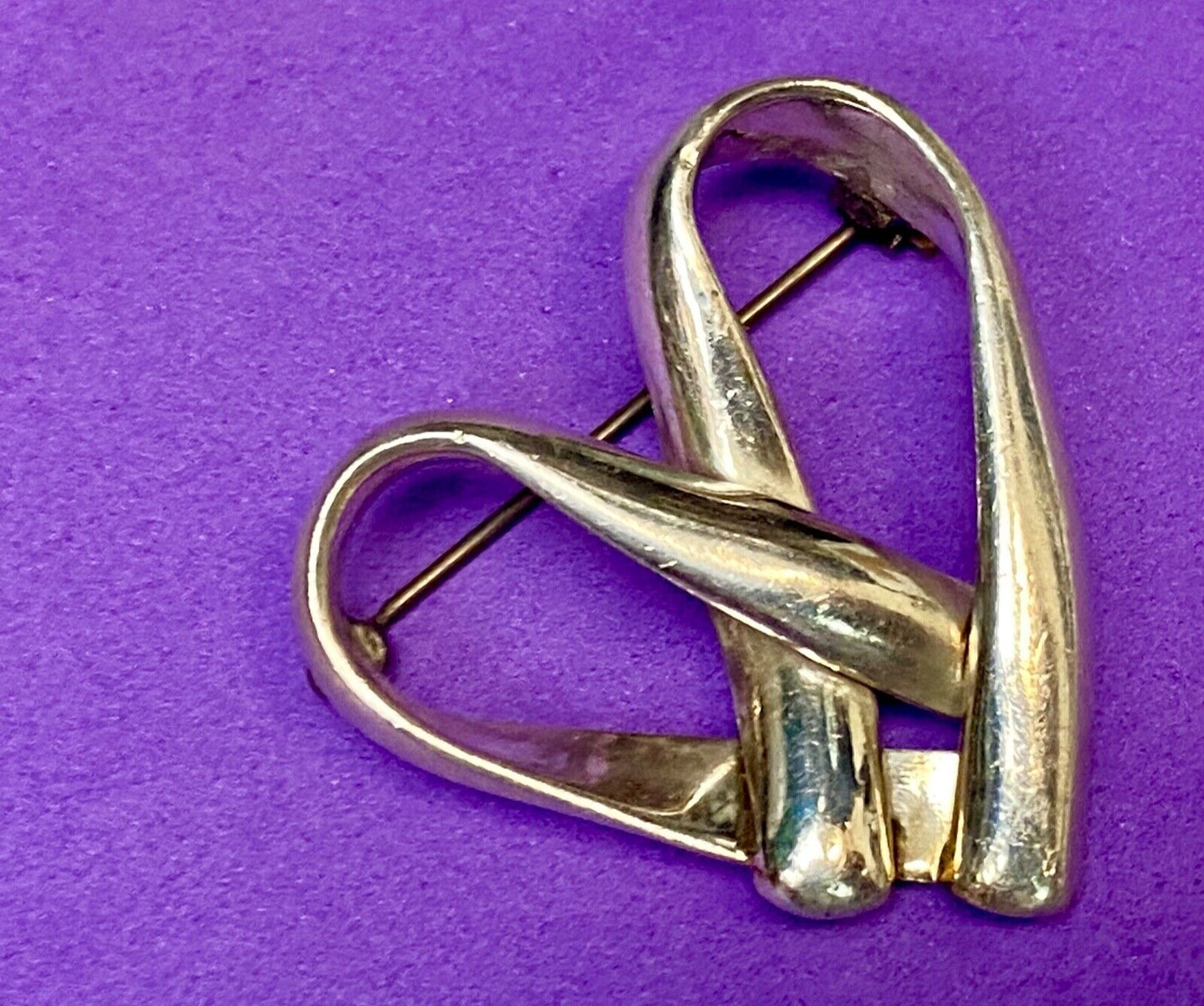 Vintage HEART Sterling Silver 925 vintage brooch pin marked M.F.Y
