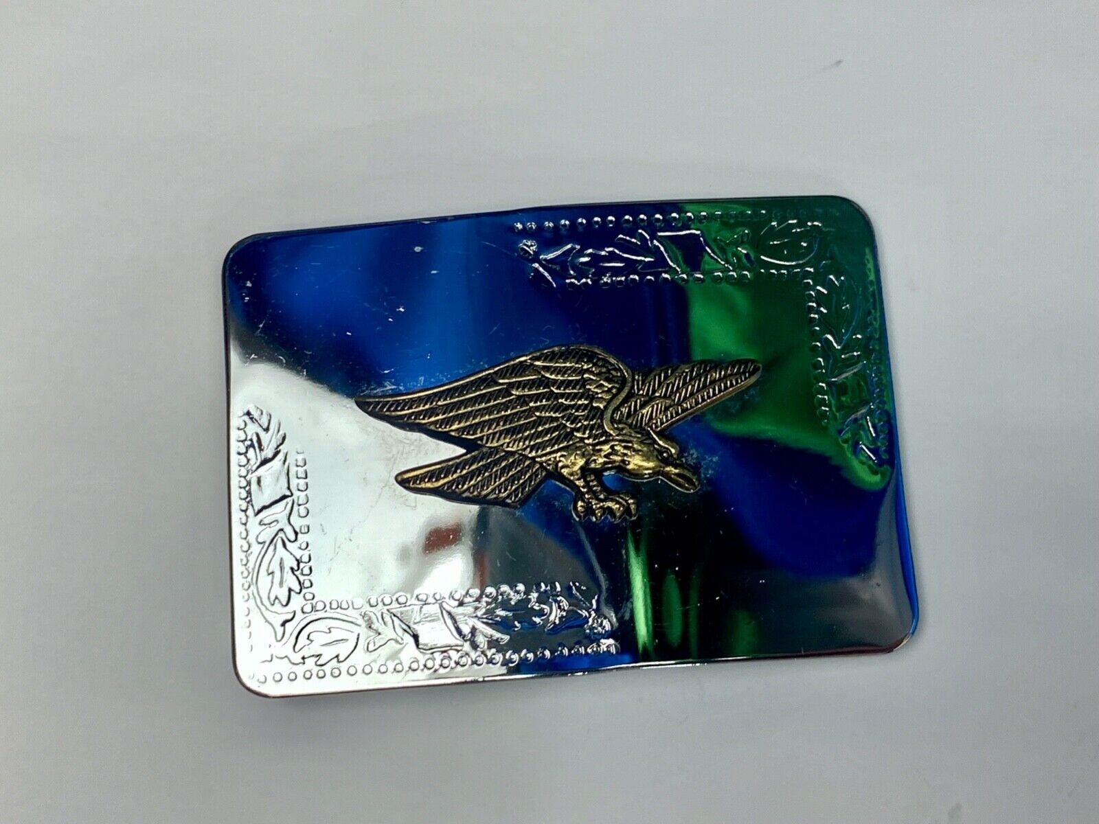 Vintage Hunting Diving Flying Eagle - Two Tone Mirrored Rectangular Belt Buckle