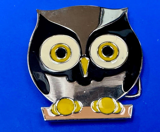 Adorable Perched OWL - Big Eyed Animal Lovers cutout belt buckle