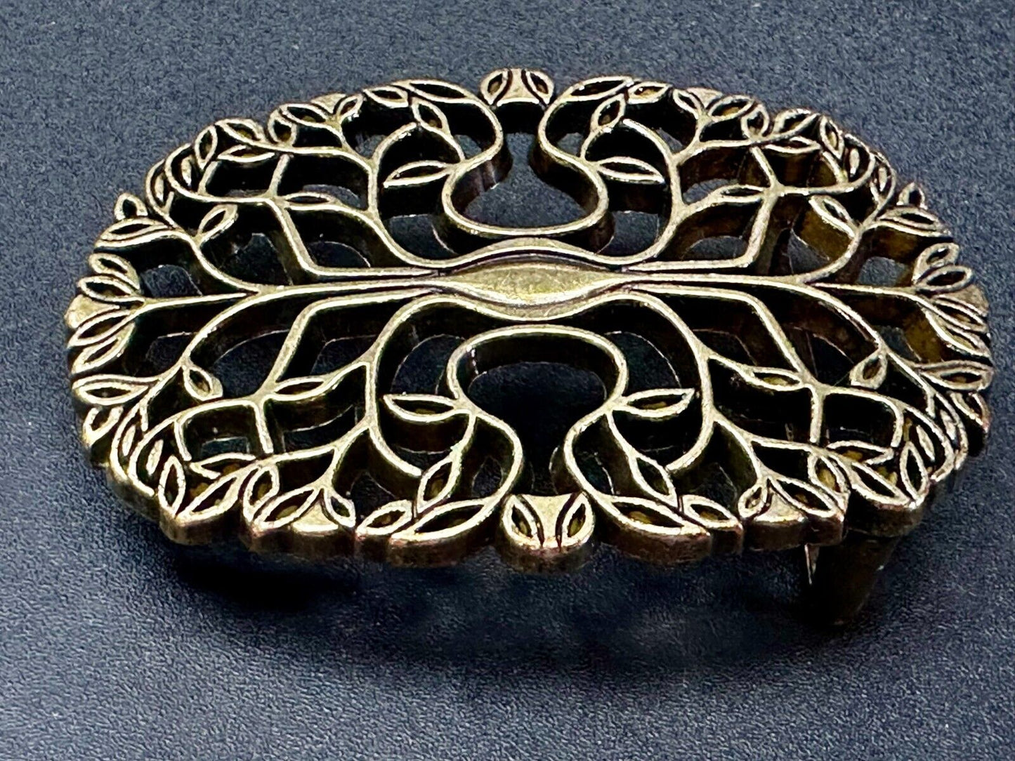 Tree of Life Pattern Openwork Hippy Boho Brass Tone Ornate Belt Buckle