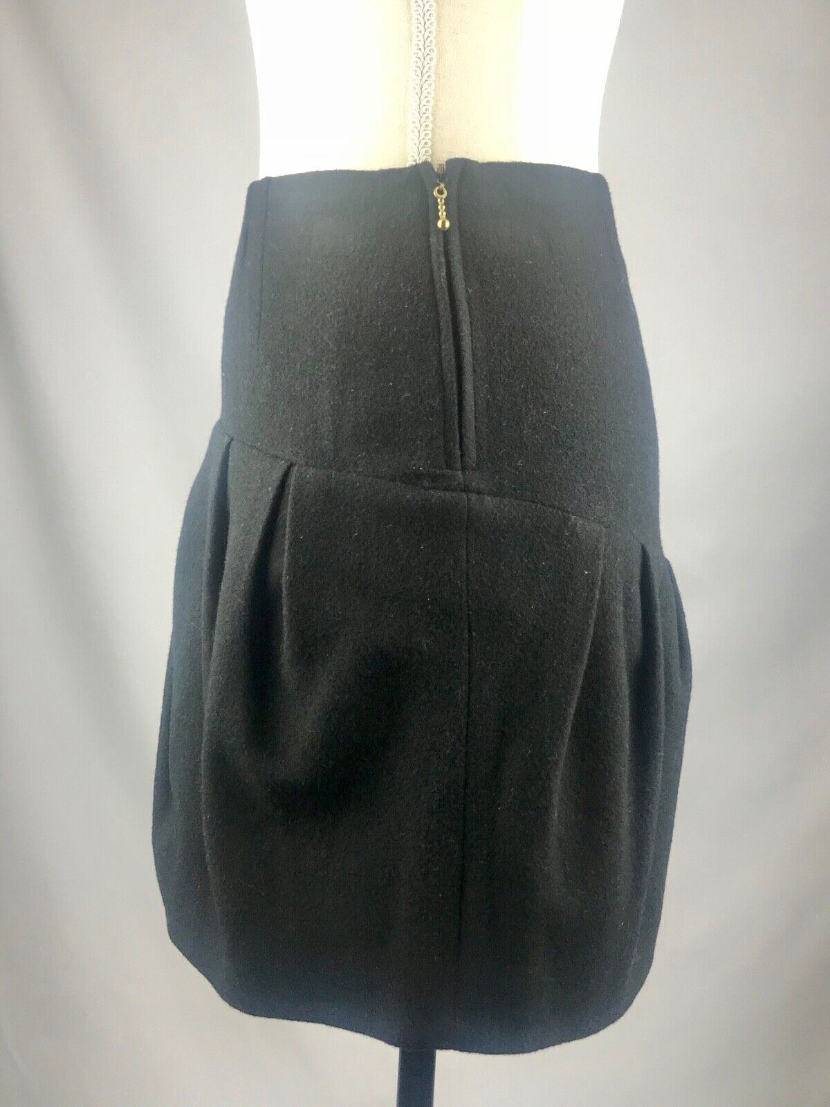 Anthropologie LEIFSDOTTIR Black Wool Blend Short Pleated Mini Skirt 8