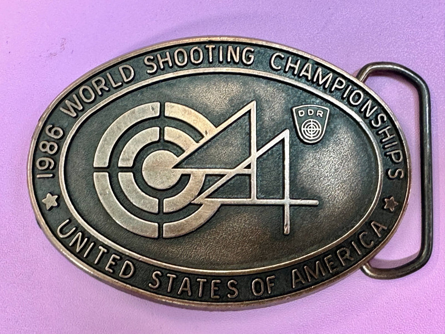 United States of America 1986 World Shooting Championship Souvenir Belt Buckle