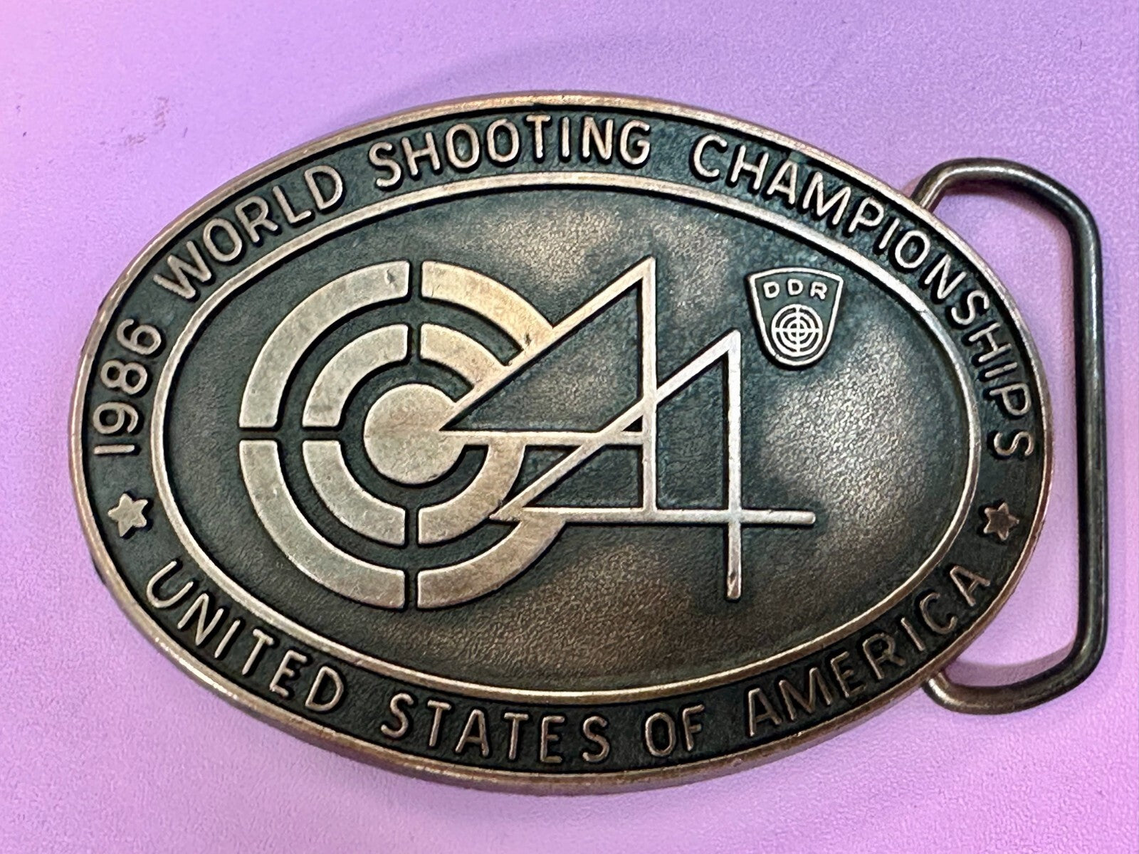 United States of America 1986 World Shooting Championship Souvenir Belt Buckle