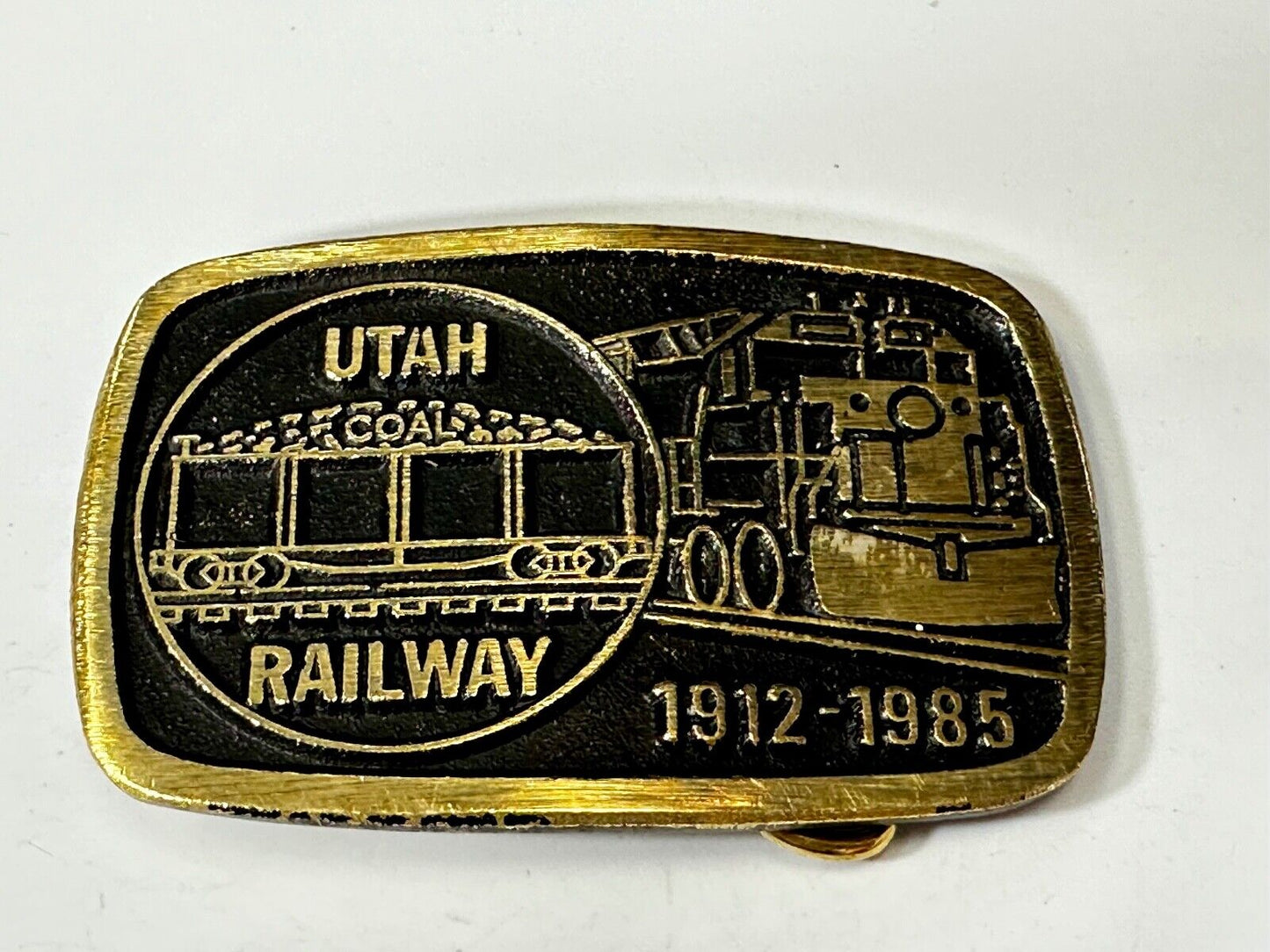 UTAH Railway Train Commemorative Solid Brass VTG 1985 Belt Buckle by DynaBuckle