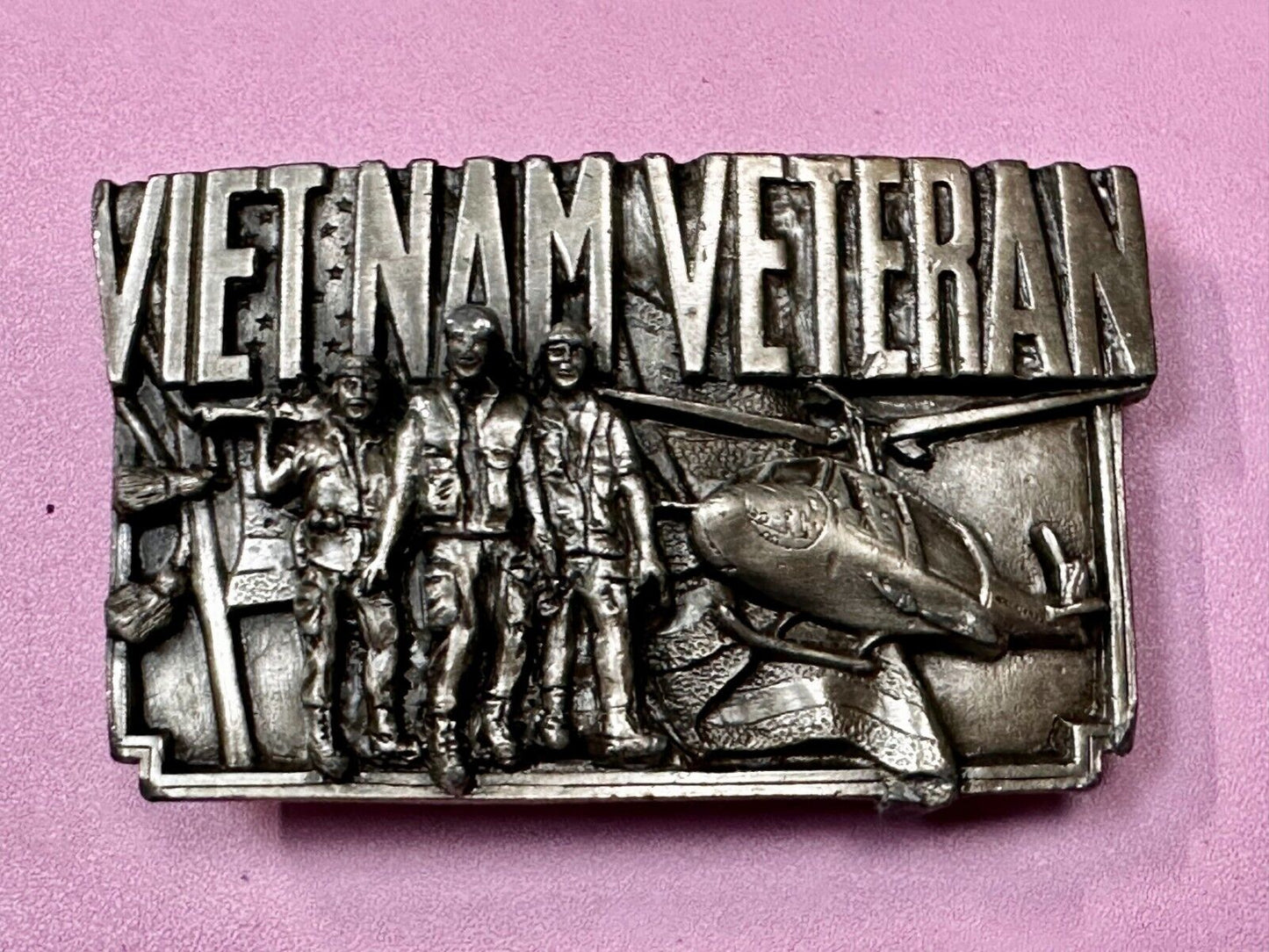 Veteran Vietnam Helicopter Soldiers Military Vtg 1983 Bergamot Belt Buckle