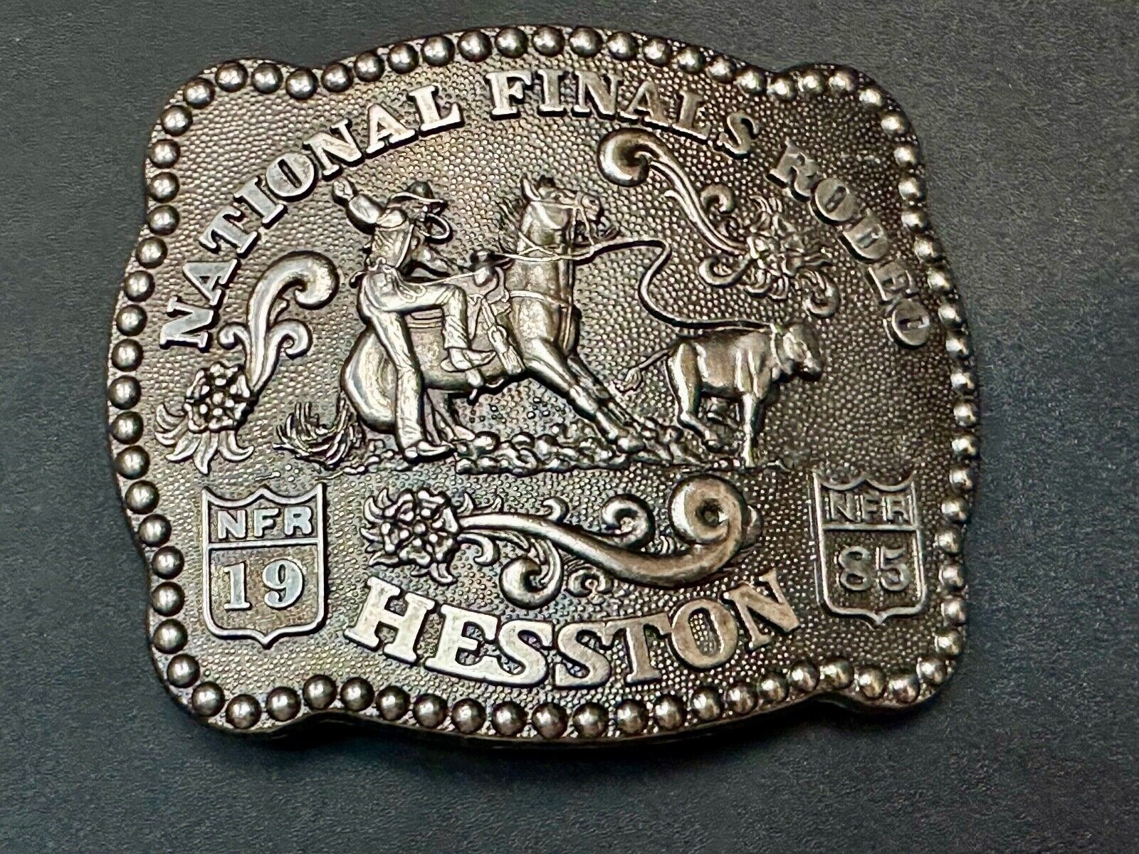 1985 NFR National Finals Rodeo Adult Size belt buckle by Fred Fellows