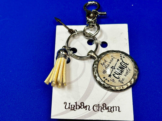 And Off She Went To Change The World Keychain, Key Ring by Urban Charm