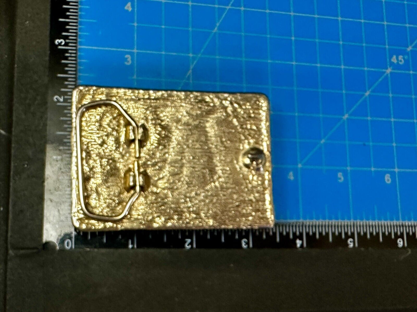 White Fiddler Crab Encased in Clear Enamel Vintage Gold tone Belt Buckle