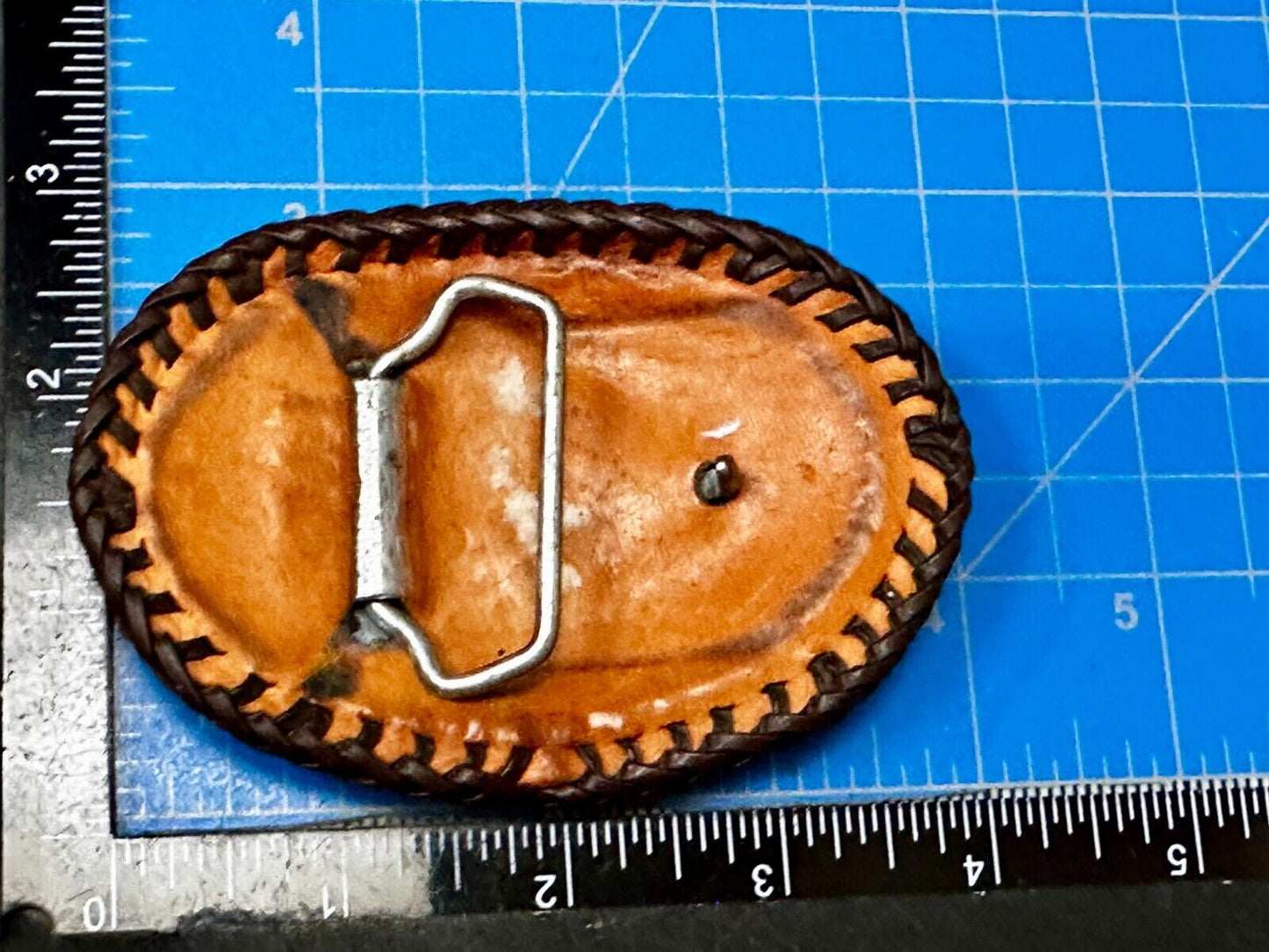 Vintage Horse Head On Brown Leather Belt Buckle to restore!