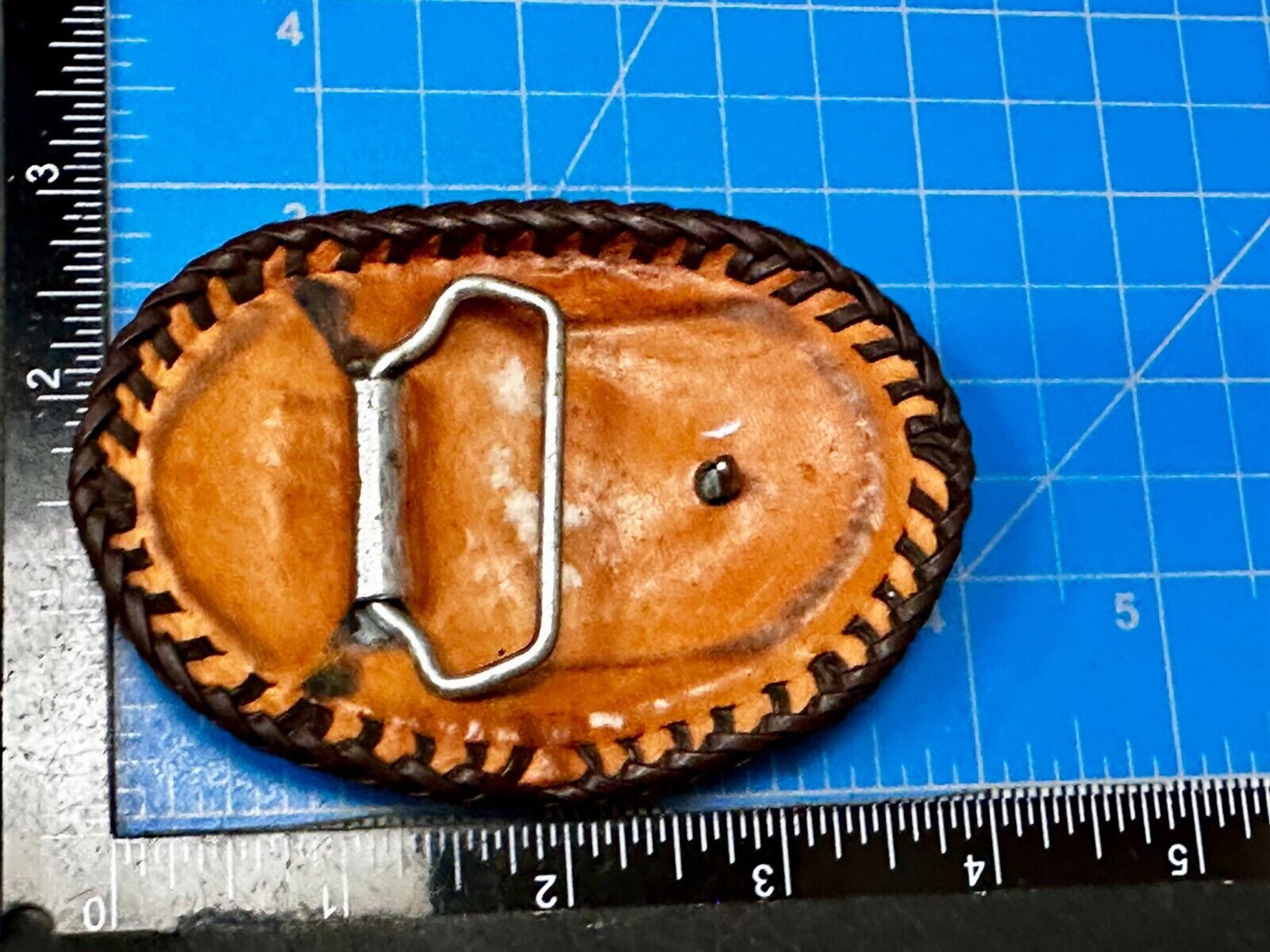 Vintage Horse Head On Brown Leather Belt Buckle to restore!
