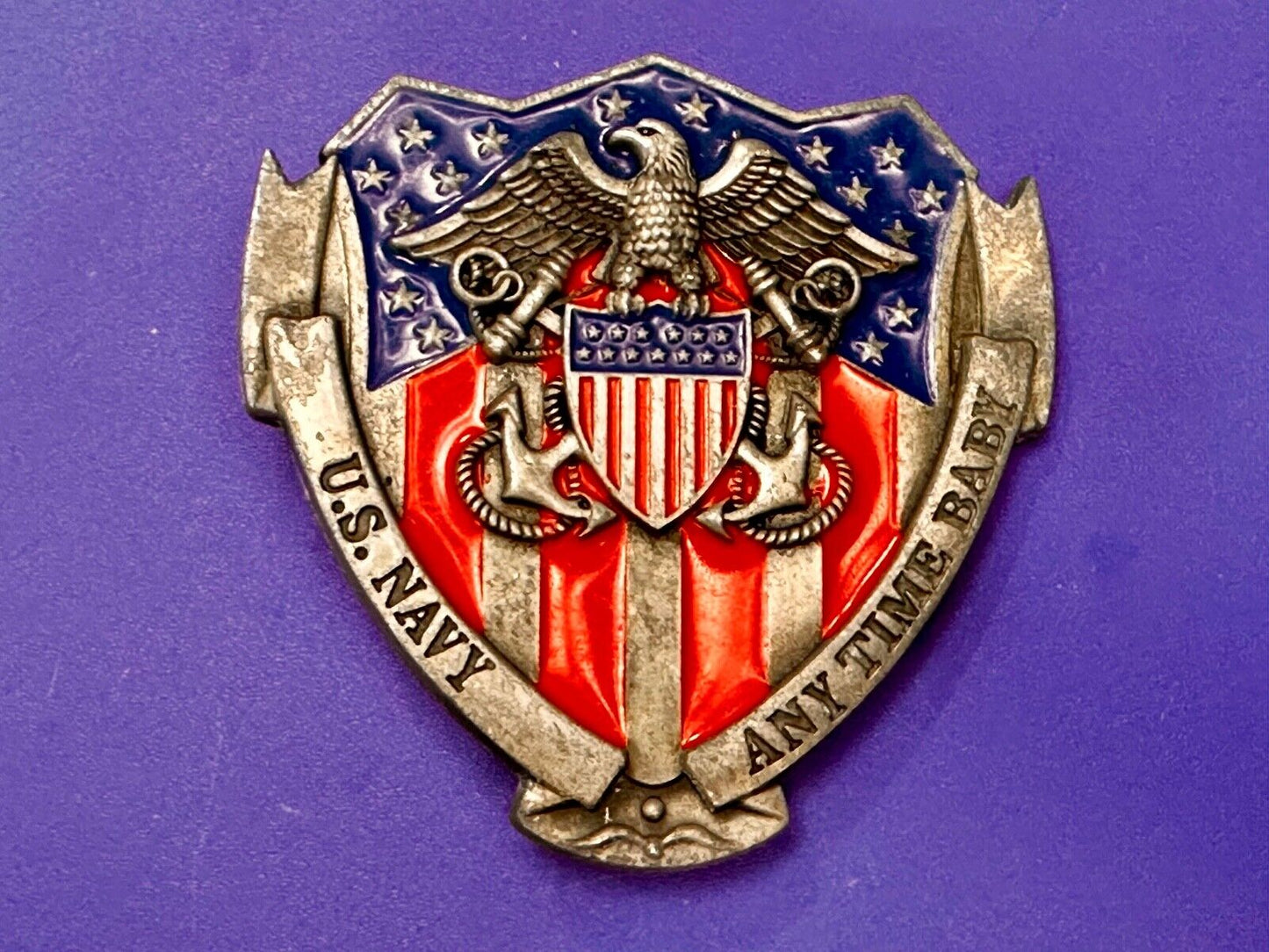 Anytime Baby - US Navy United States Military Flag Colors Cutout Belt Buckle