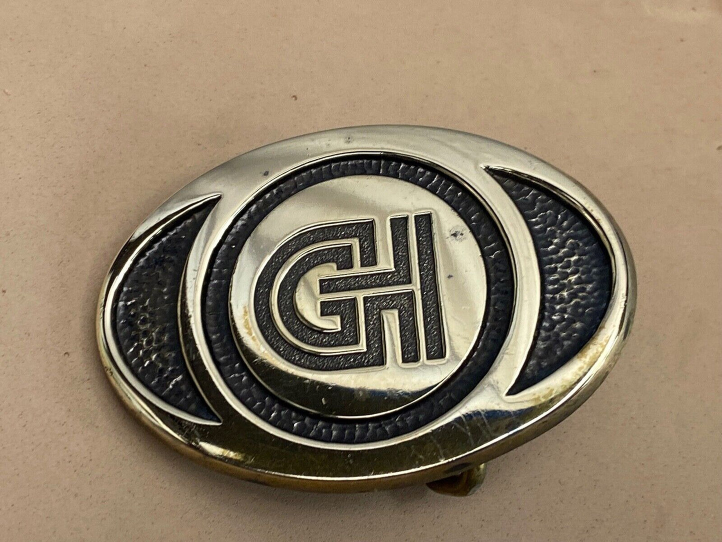Vintage Ghi Gi Company Promotional Solid Brass Belt Buckle Scotts Advertising