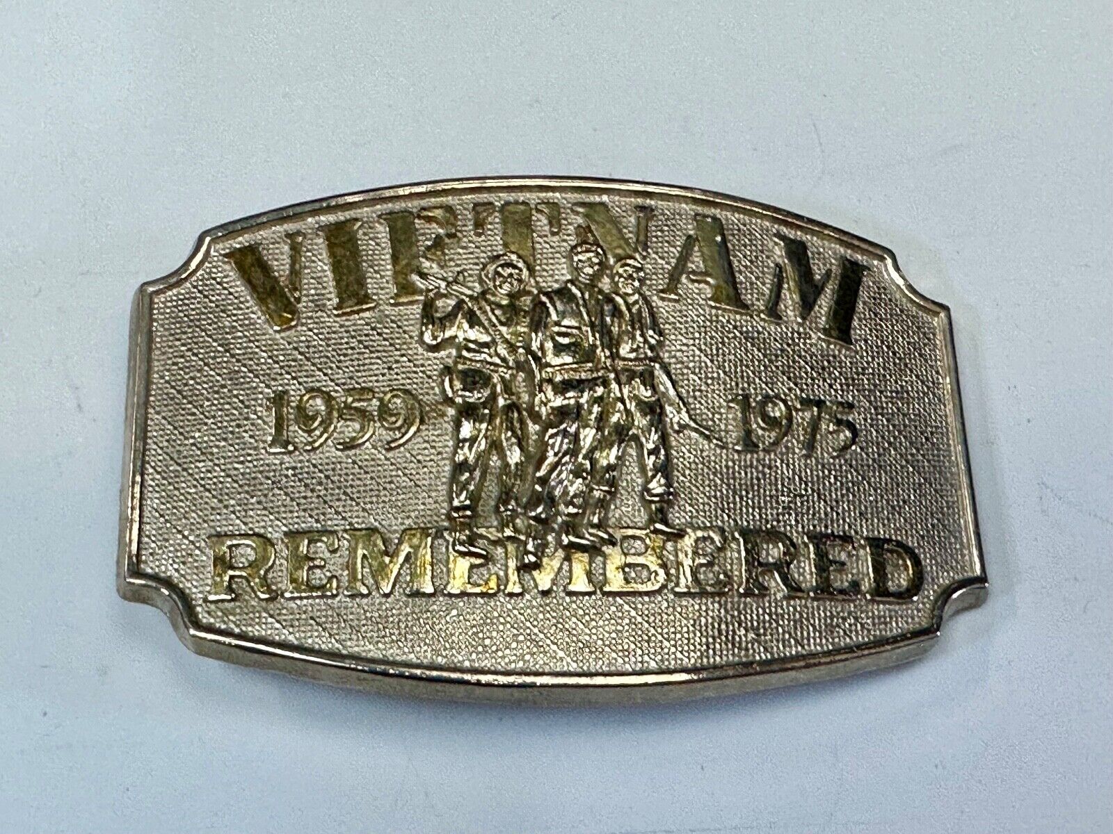 VIETNAM REMEMBERED 1959 1975 War Veteran Veterans F.E. Hart Numbered Belt Buckle