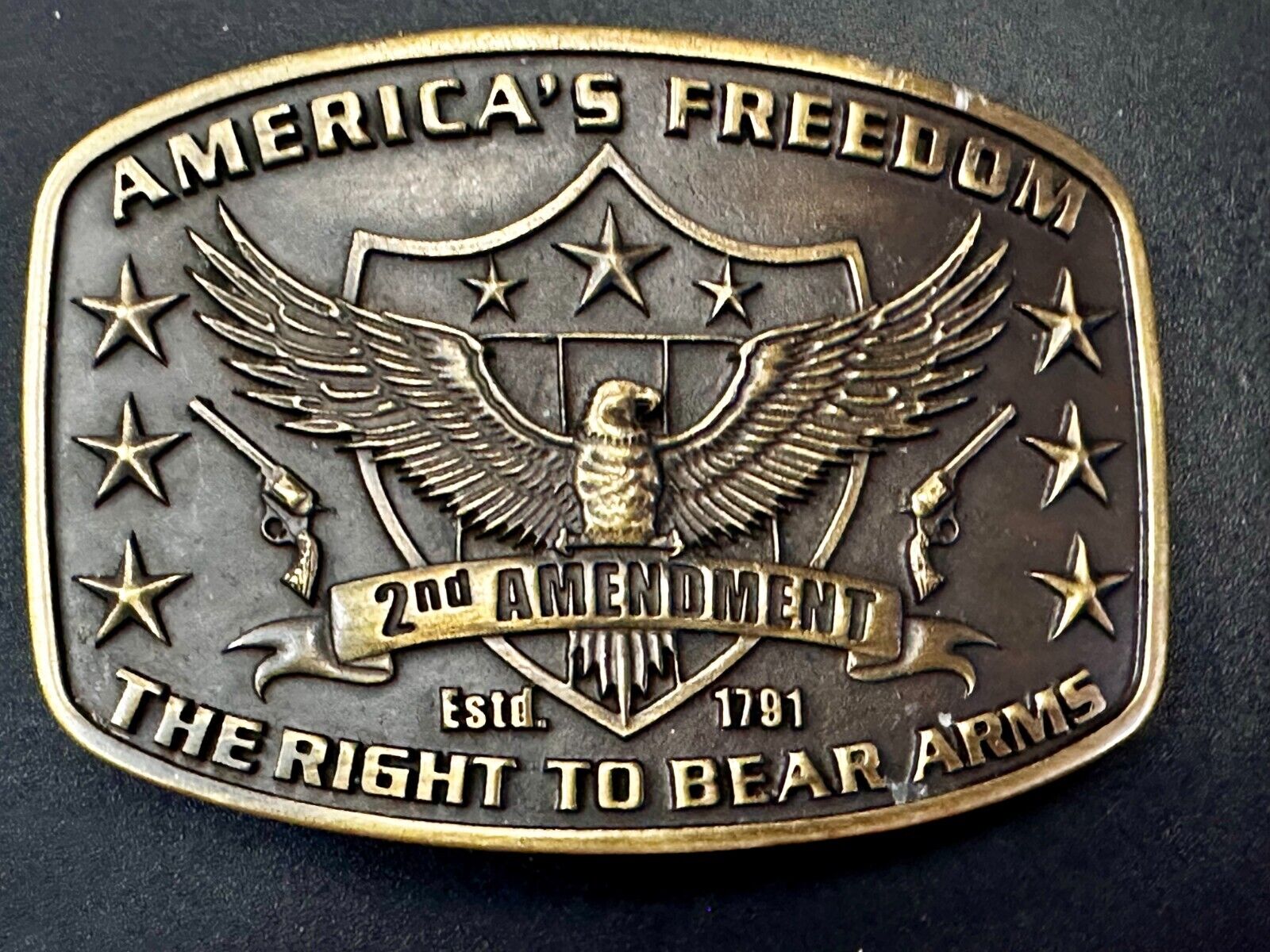 American's Freedom The Right To Bear Arms 2nd Montana Silversmiths Belt Buckle