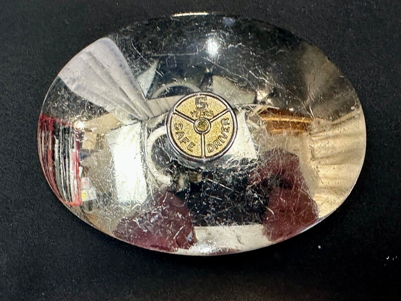 5 years Safety Award Vintage Nickel Silver reflective oval Belt Buckle