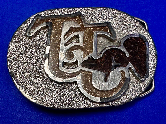 80'S  Tt Squirrel Sparky Brown Sparkle Enameled Vintage Belt Buckle