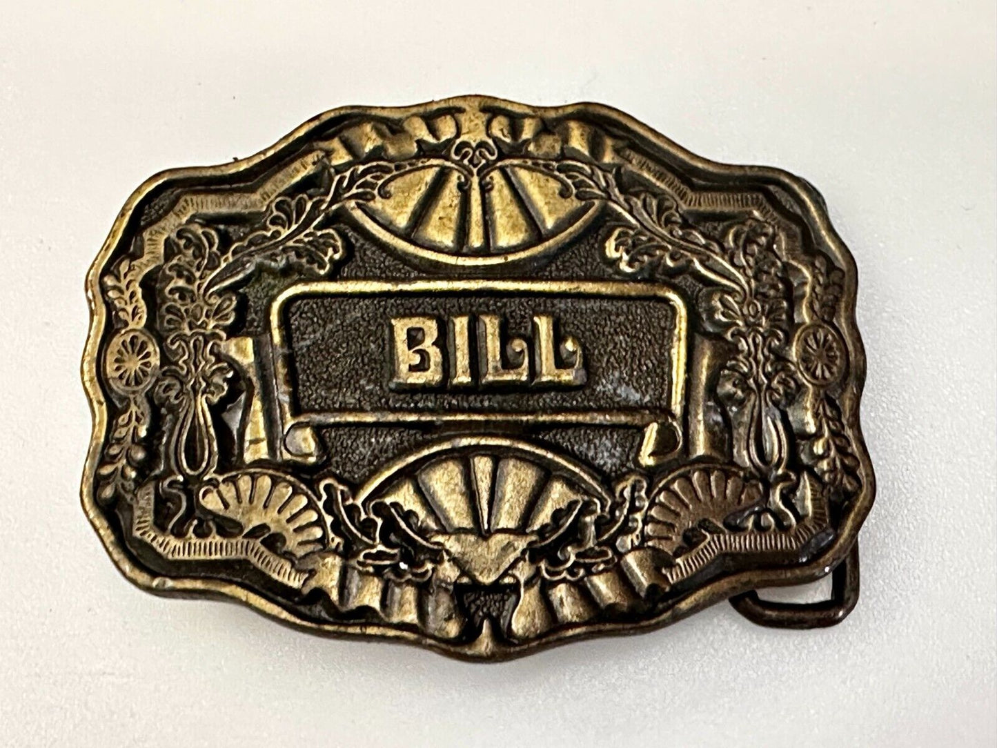 1970s BILL Name - Custom Brass Tone Metal Oden USA Personalized Belt Buckle