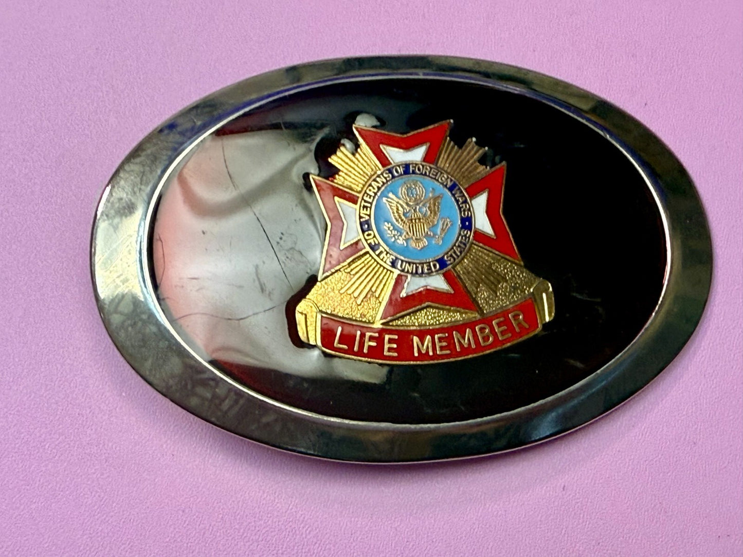 Veterans of Foreign Wars of United States Life Member Commemorative Belt Buckle
