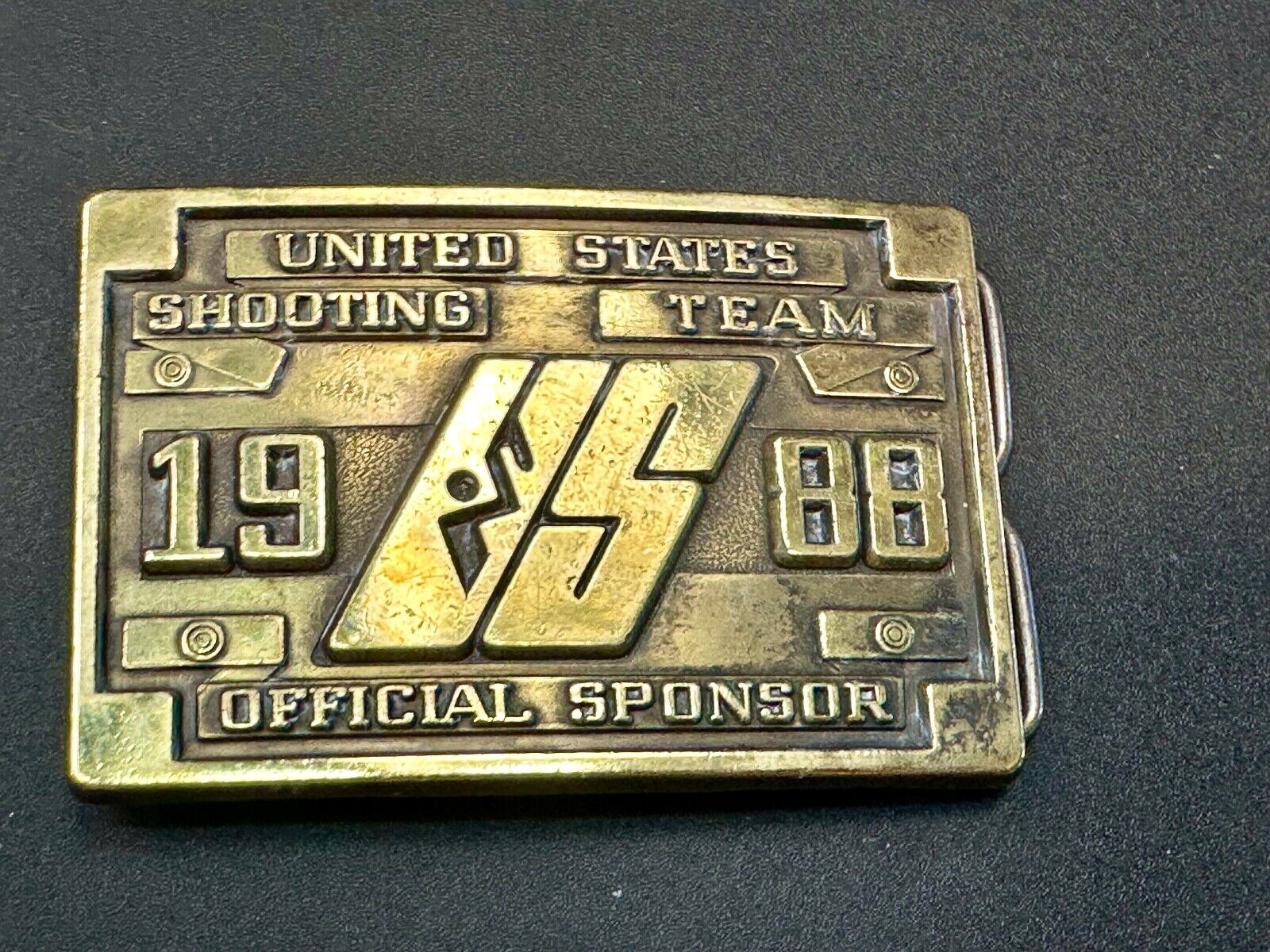 1988 Olympics US Shooting Team USA Belt Buckle Seoul Korea Official Sponsor