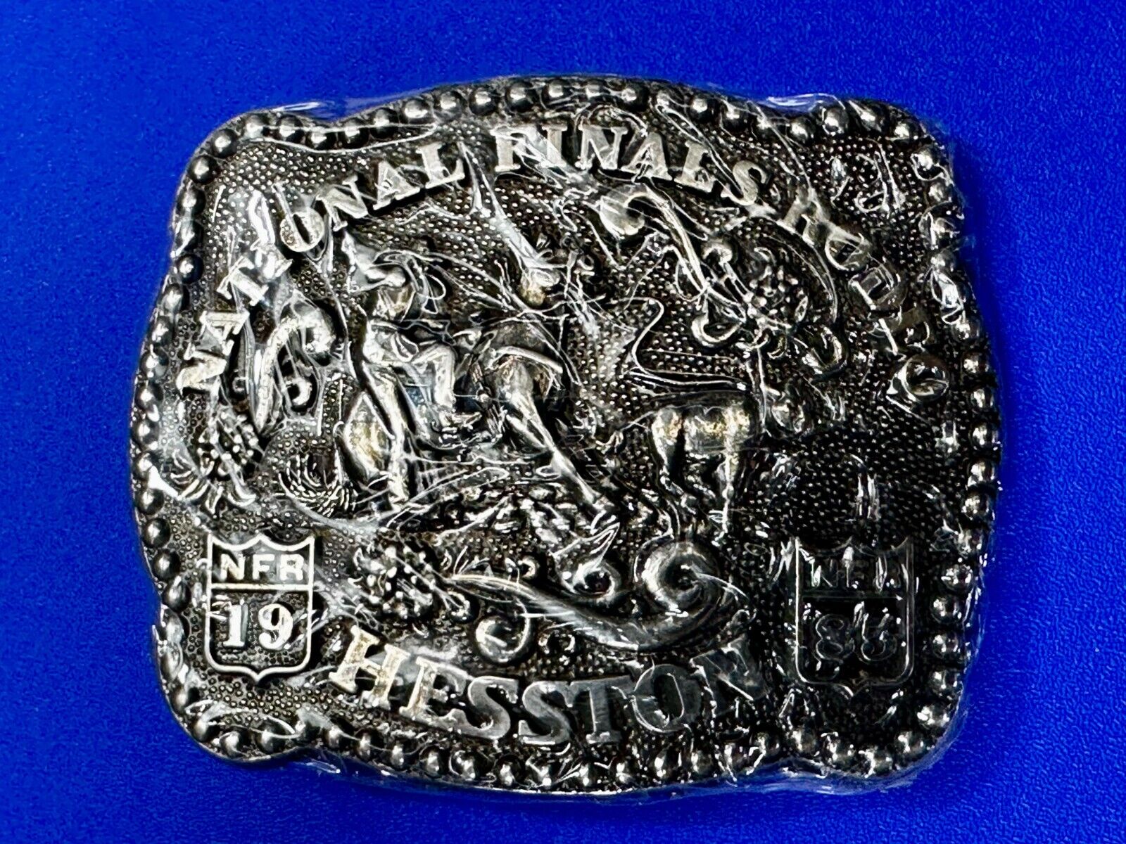 1985 Hesston National Finals Rodeo NFR Cowboys Youth Size NOS Belt Buckle