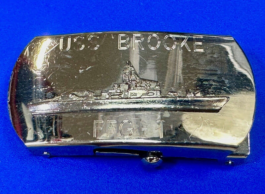USS Broke FFG  - guided missile frigate United States Navy boat belt buckle