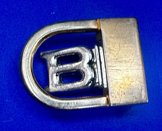 B - Letter Initial Monogram Vintage two tone swing arm small belt buckle