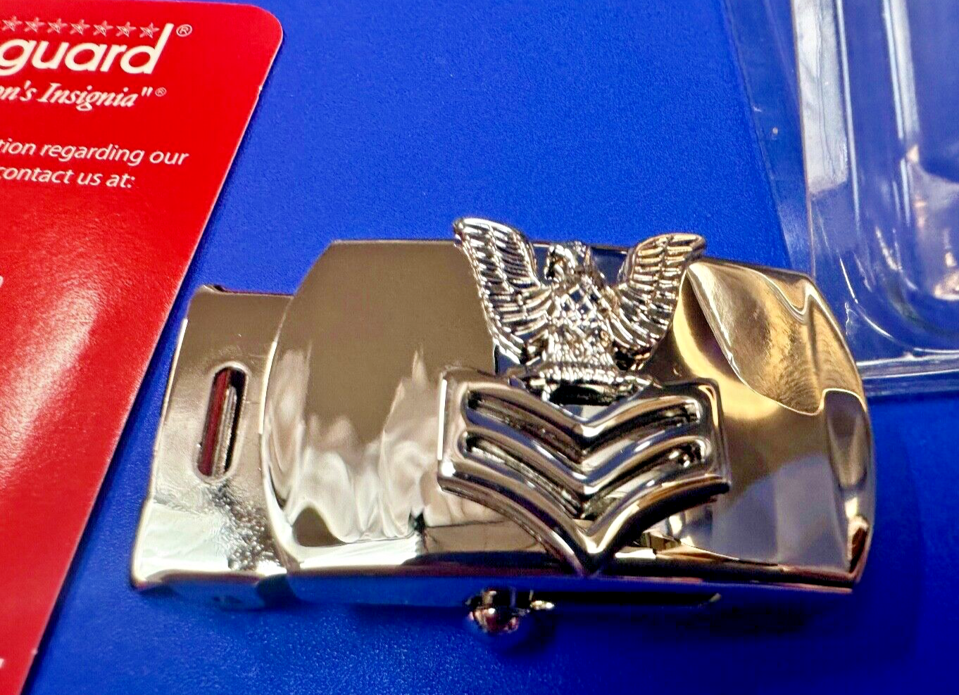 US Navy Petty Officer 1st Class Silver Brass Vanguard Belt Buckle  USN Military