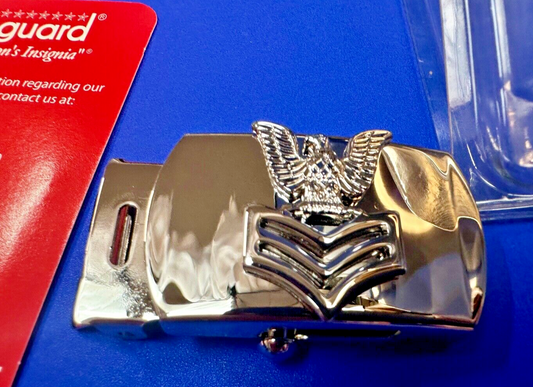 US Navy Petty Officer 1st Class Silver Brass Vanguard Belt Buckle  USN Military