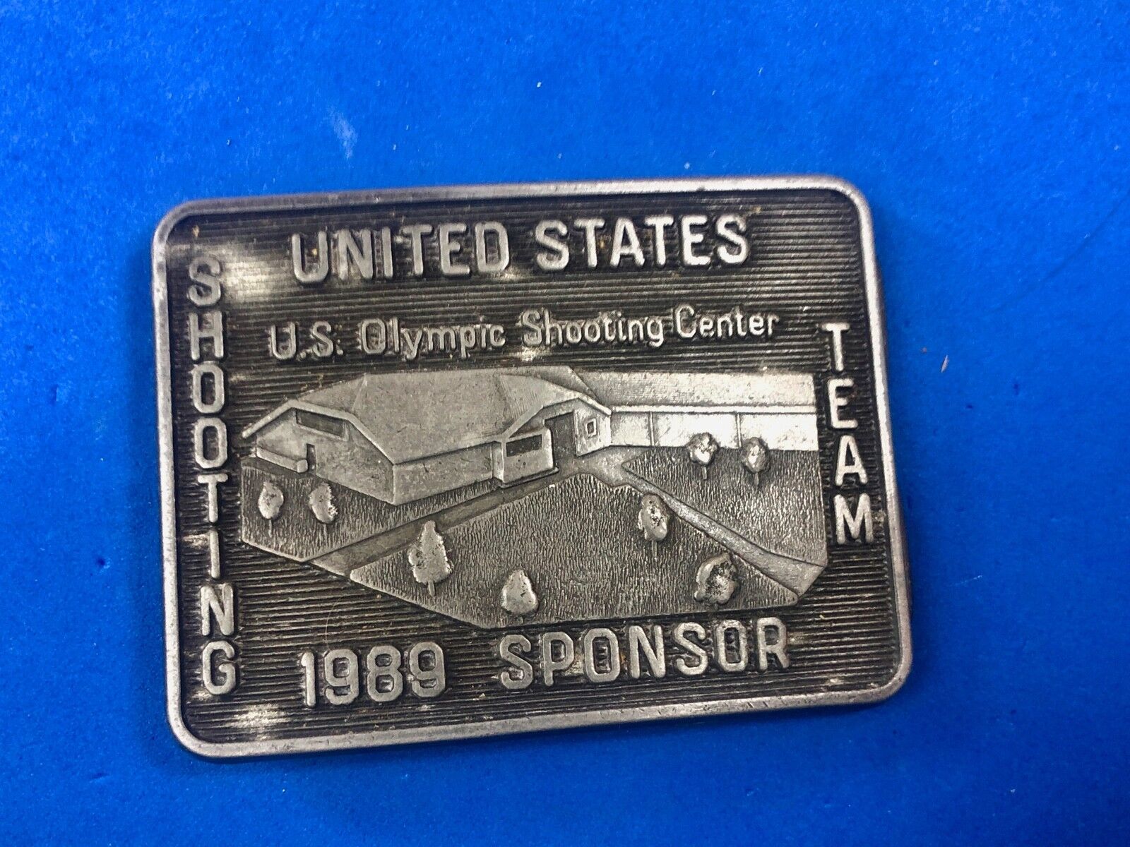 Vintage 1989 Spencer US olympics  Shooting Center belt buckle 