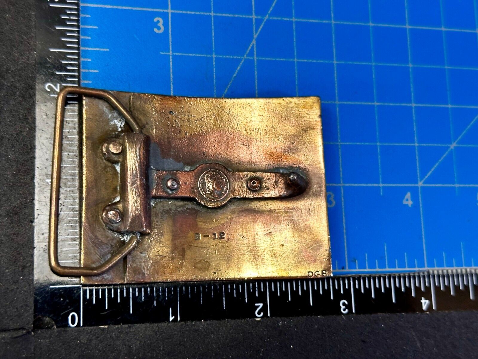 Artisan Metalwork Grid Hole Pattern Hippy Vibe Belt Buckle By Bergamot B-12