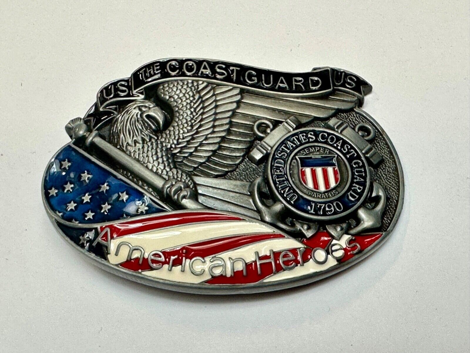 US Coast Guard America's Heroes - since 1790 Patriotic United States belt buckle
