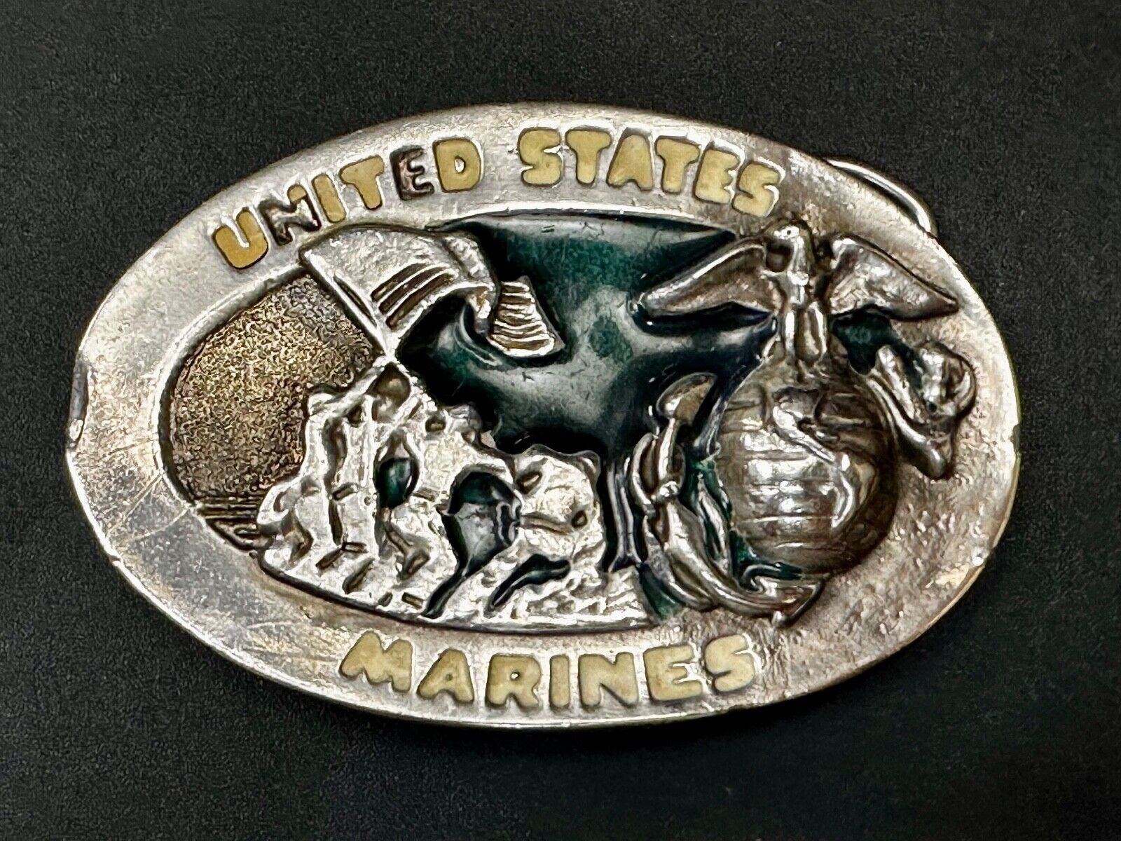 United States Marines Embalm Flag Raising Patriotic Belt Buckle