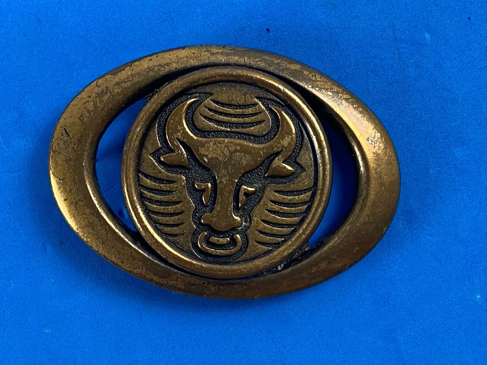 Vintage Diablo Cow Skull Western Belt Buckle 