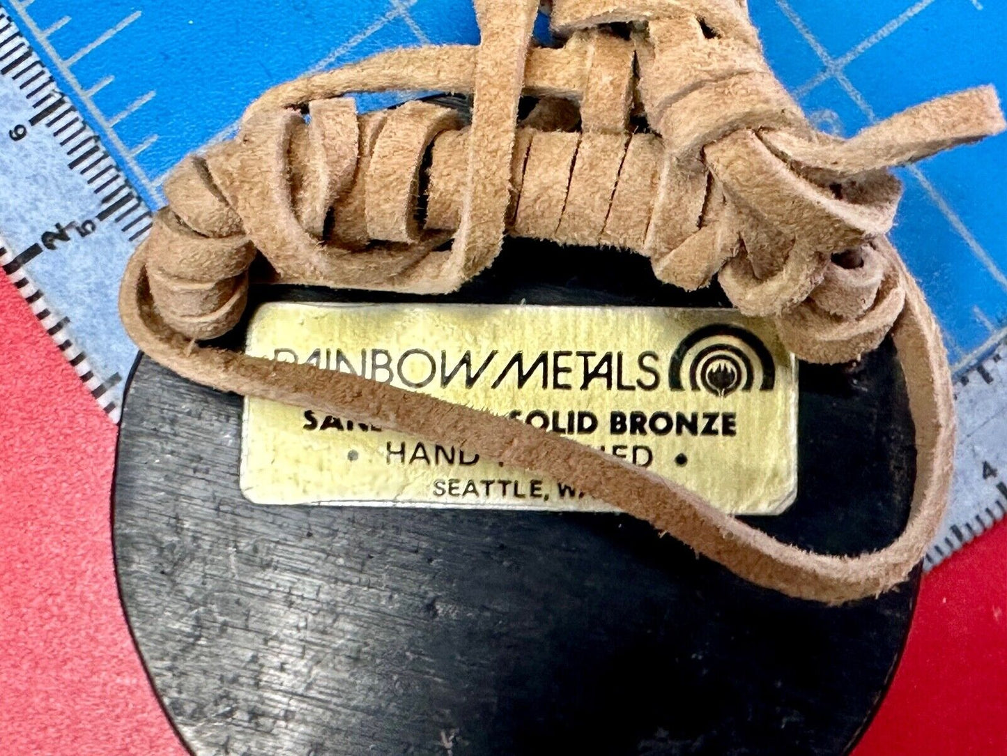 Two Snakes.,   Round Hippy Vibe Vintage Sandcast Rainbow Medals Belt Buckle