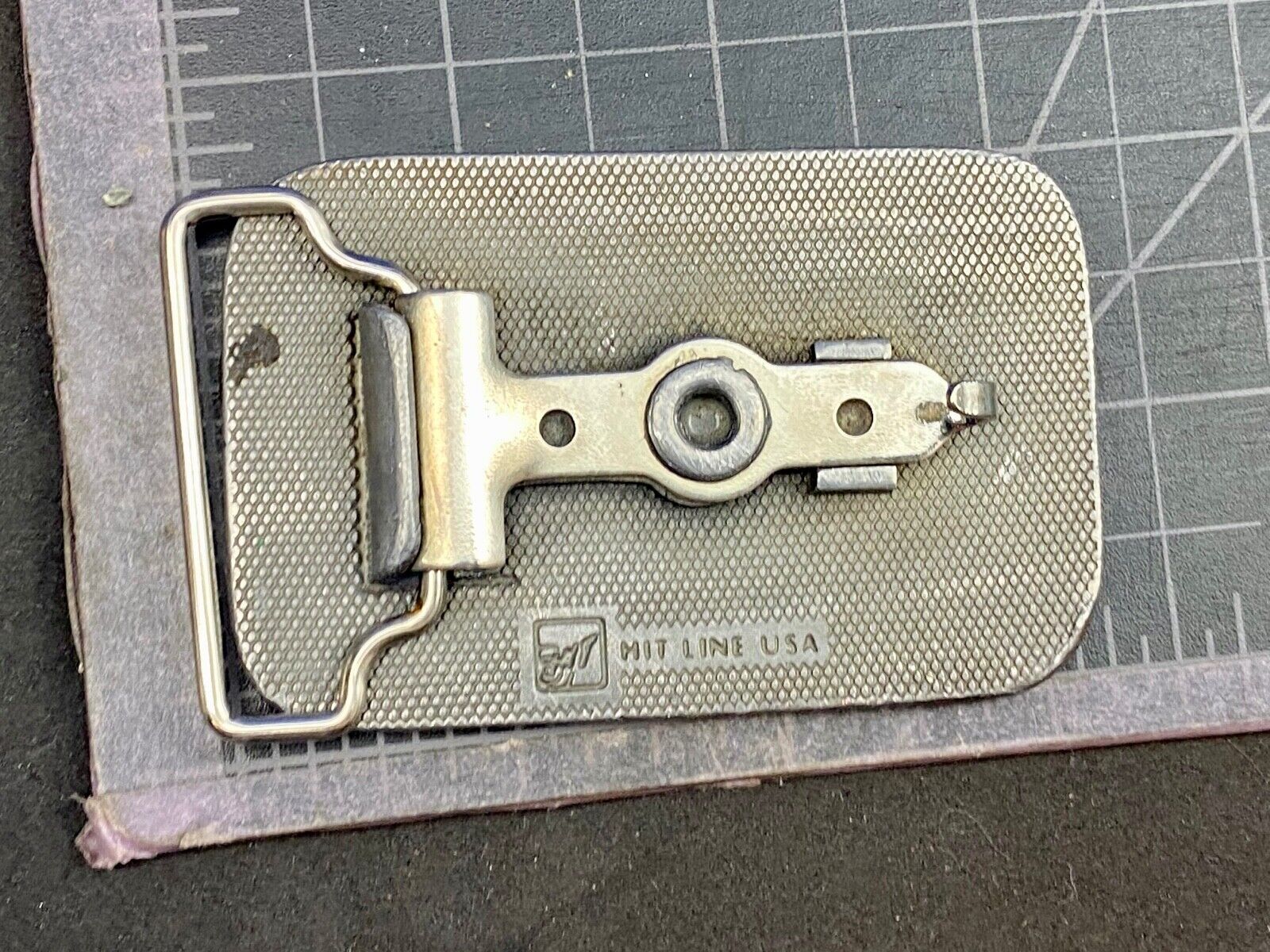 Vintage HitLine Belt Buckle USAF Air Force Jet Airplane Fighter Green Silver
