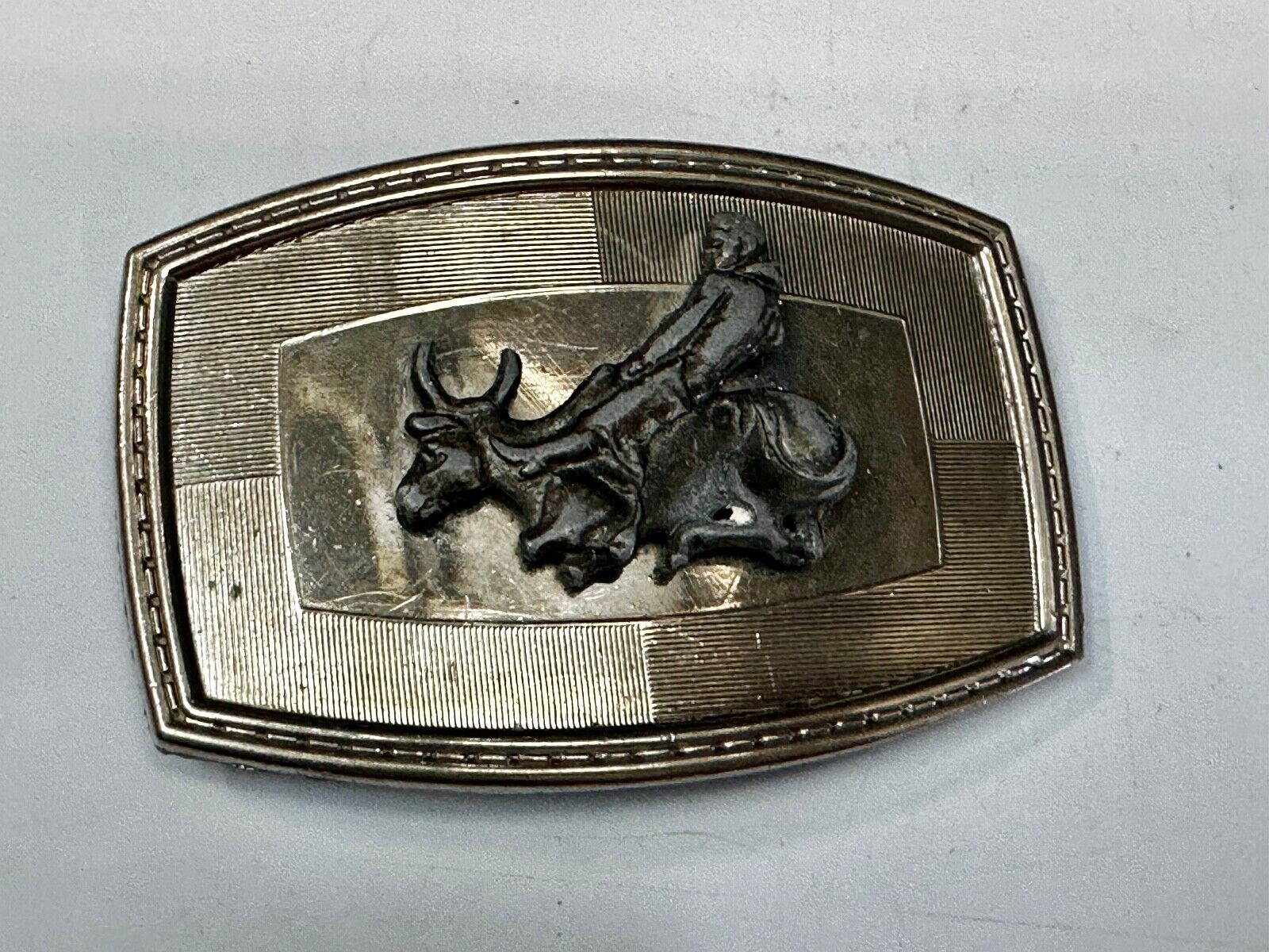 Vintage Cowboy on Bucking Saddle Bronc western belt buckle