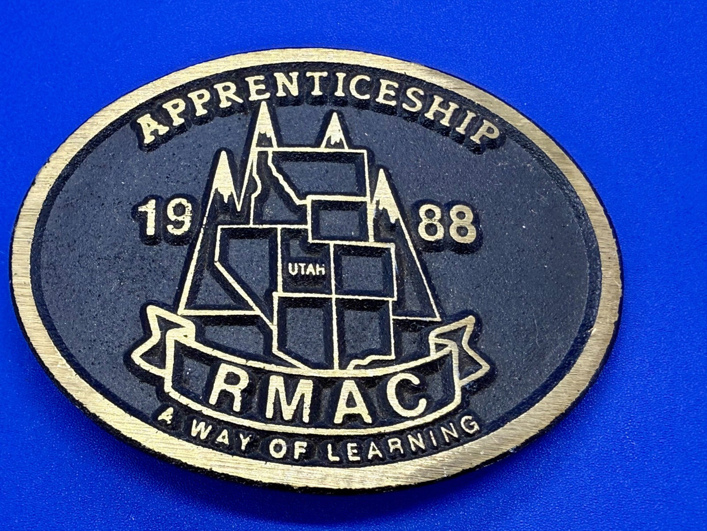 APPRENTICESHIP RMAC A WAY OF LEARNING UTAH Vintage 1988 Belt Buckle